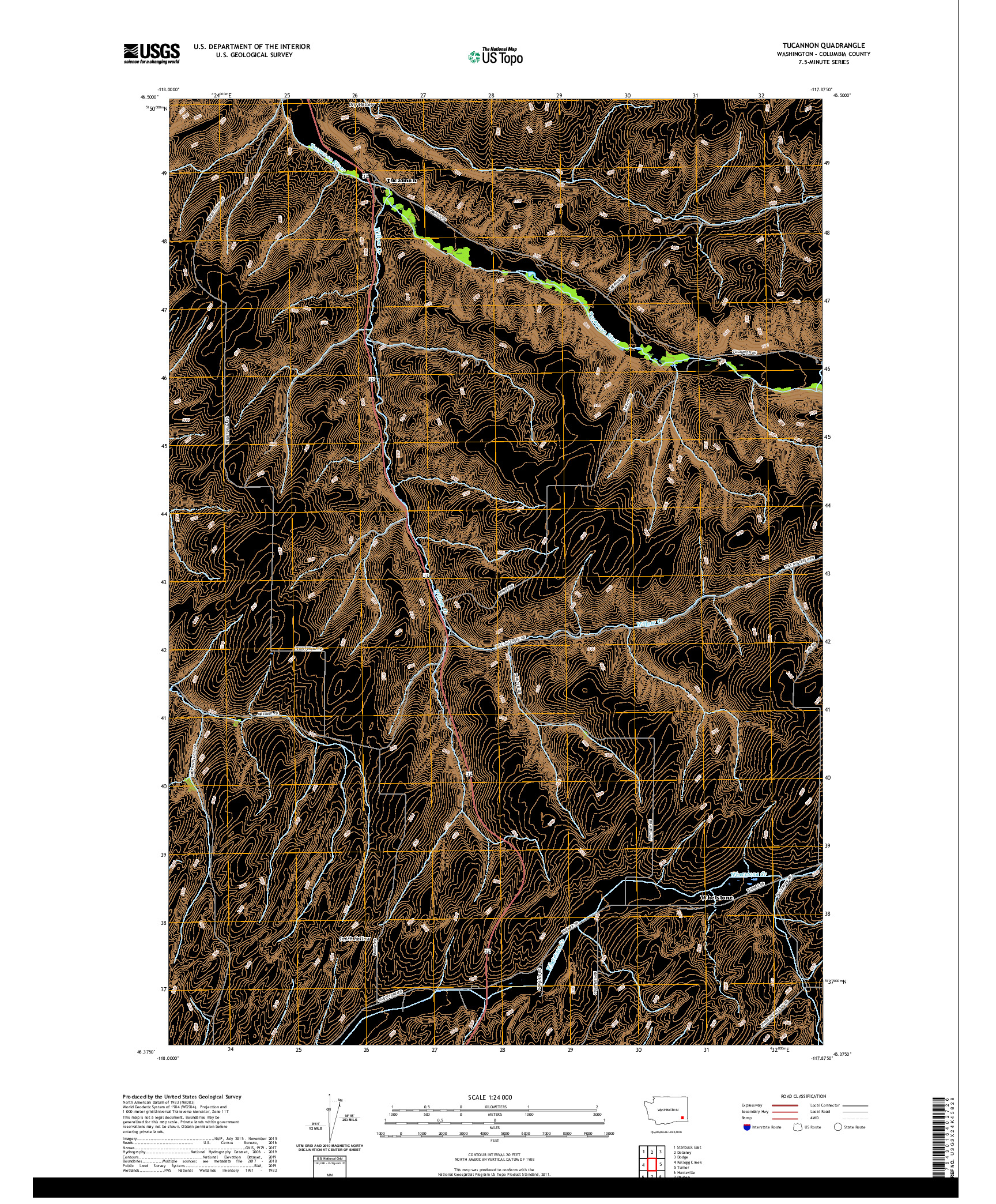 USGS US TOPO 7.5-MINUTE MAP FOR TUCANNON, WA 2020