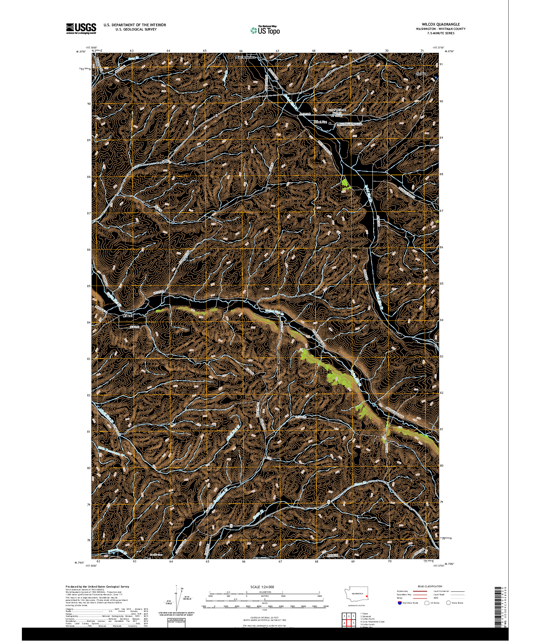 USGS US TOPO 7.5-MINUTE MAP FOR WILCOX, WA 2020