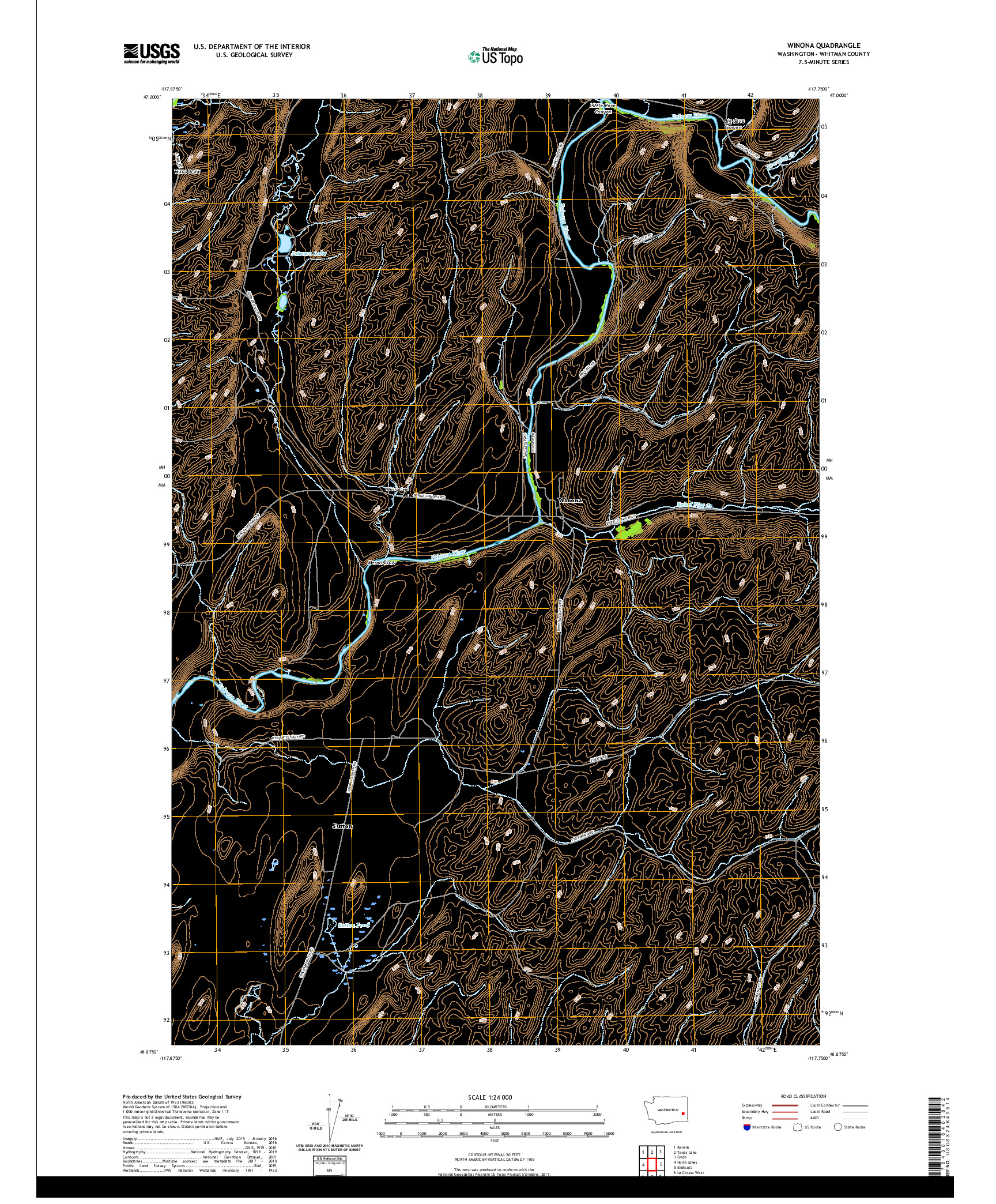 USGS US TOPO 7.5-MINUTE MAP FOR WINONA, WA 2020