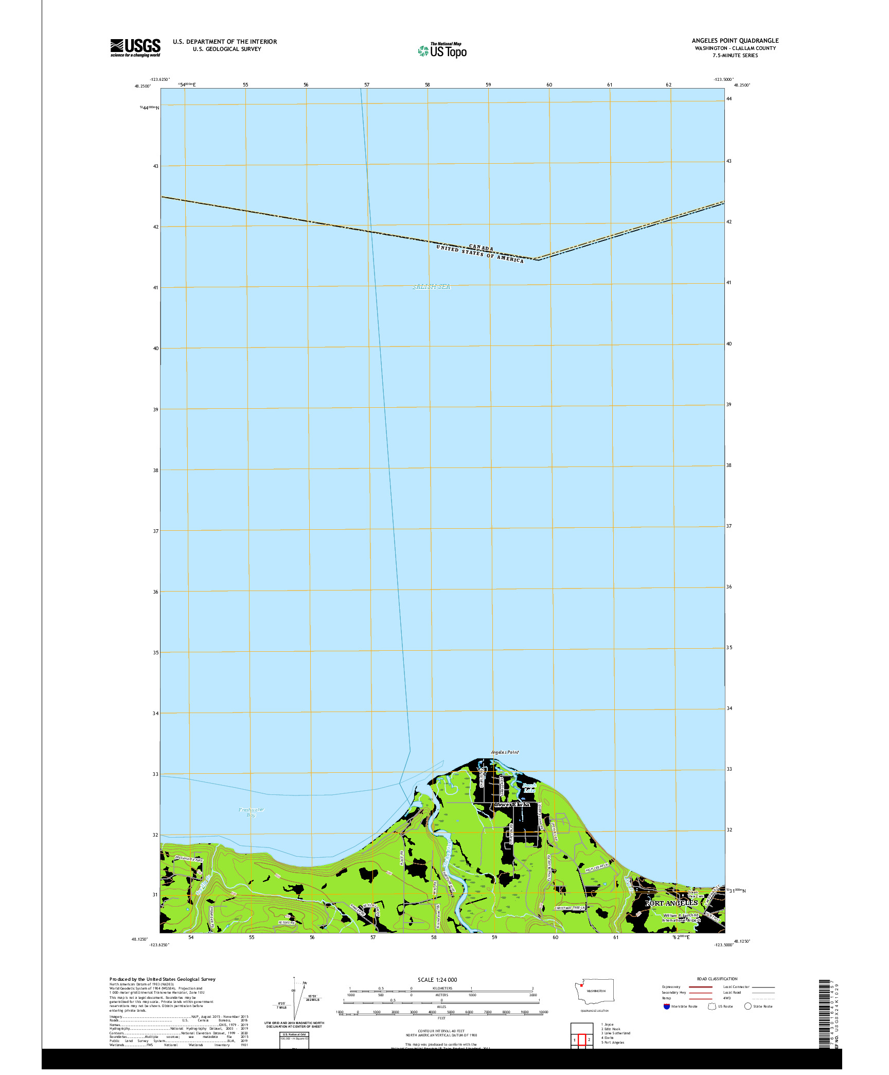 USGS US TOPO 7.5-MINUTE MAP FOR ANGELES POINT, WA 2020