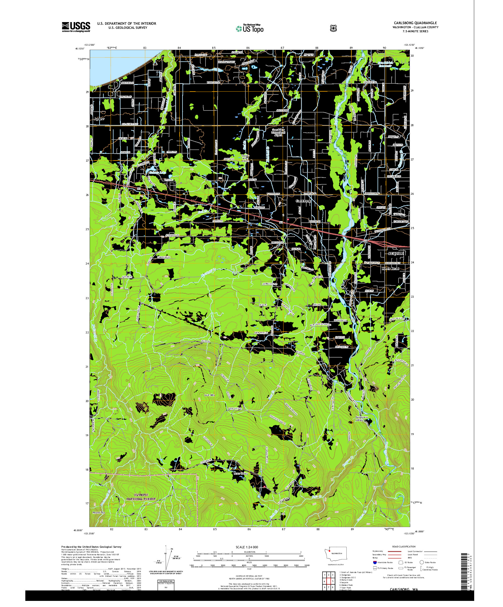 USGS US TOPO 7.5-MINUTE MAP FOR CARLSBORG, WA 2020