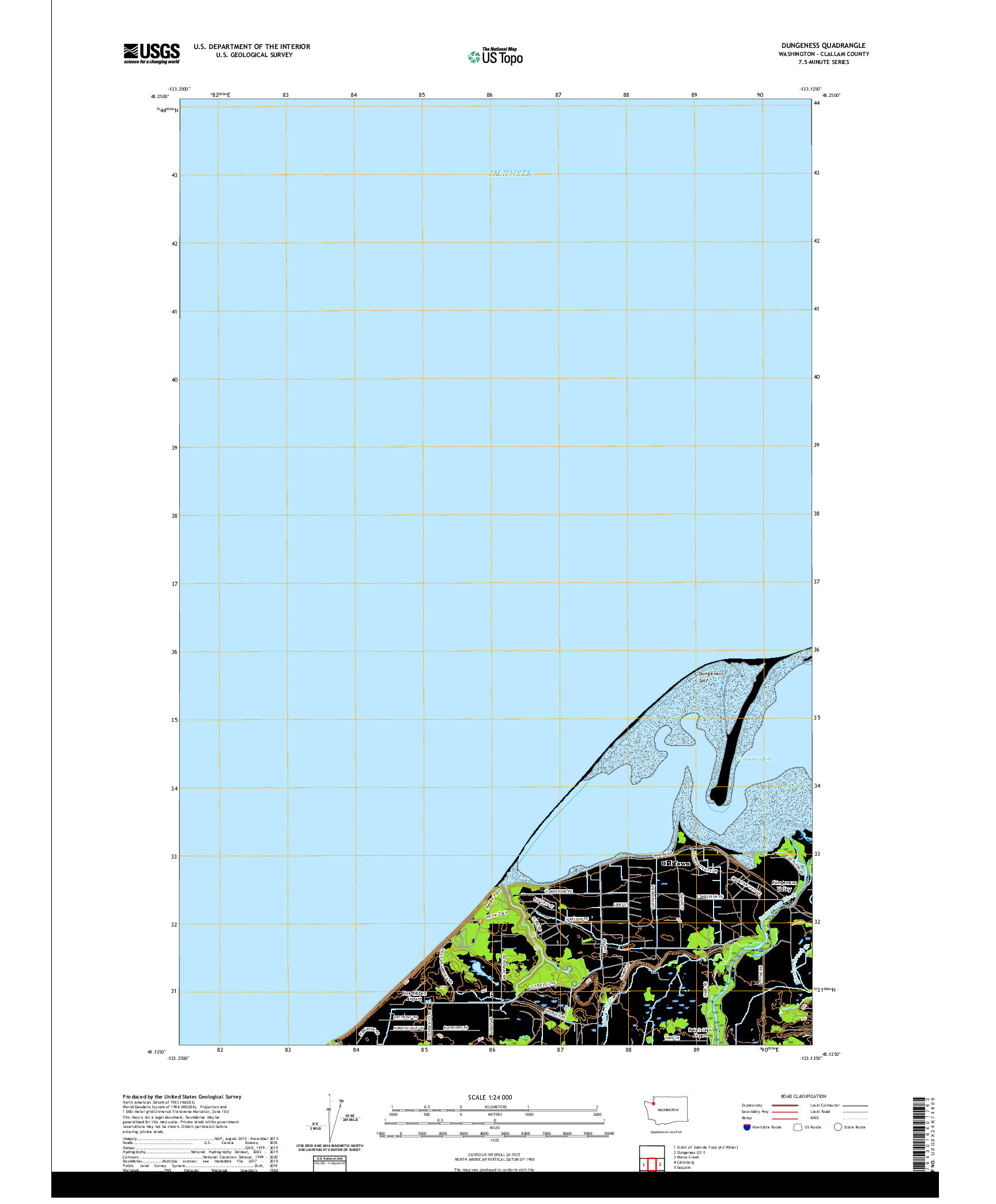 USGS US TOPO 7.5-MINUTE MAP FOR DUNGENESS, WA 2020