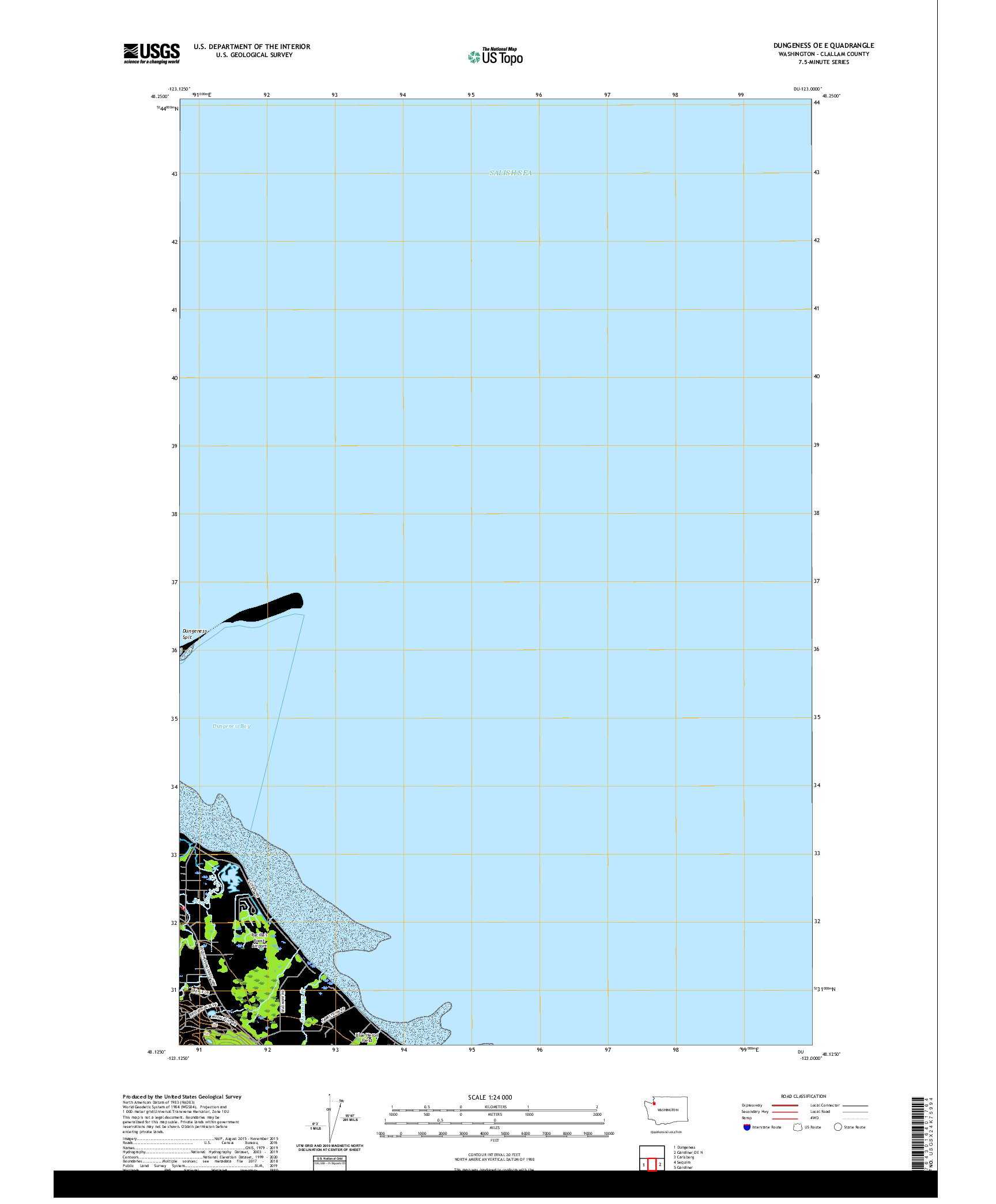 USGS US TOPO 7.5-MINUTE MAP FOR DUNGENESS OE E, WA 2020