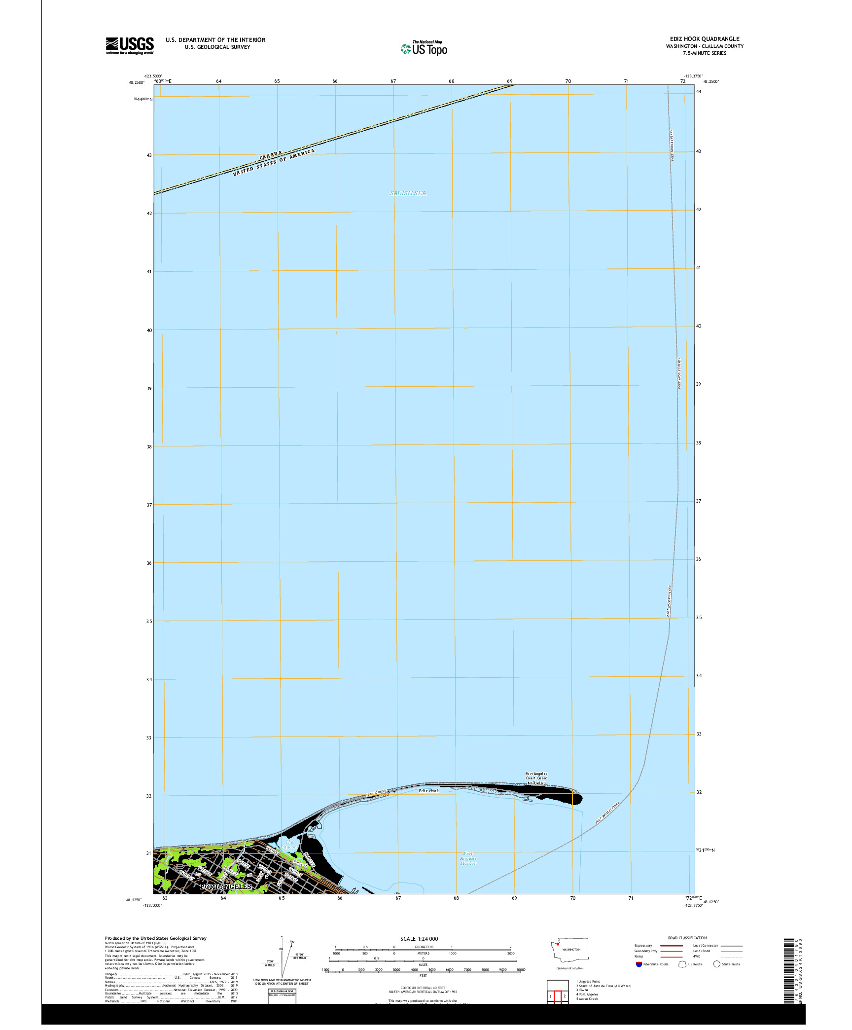 USGS US TOPO 7.5-MINUTE MAP FOR EDIZ HOOK, WA 2020