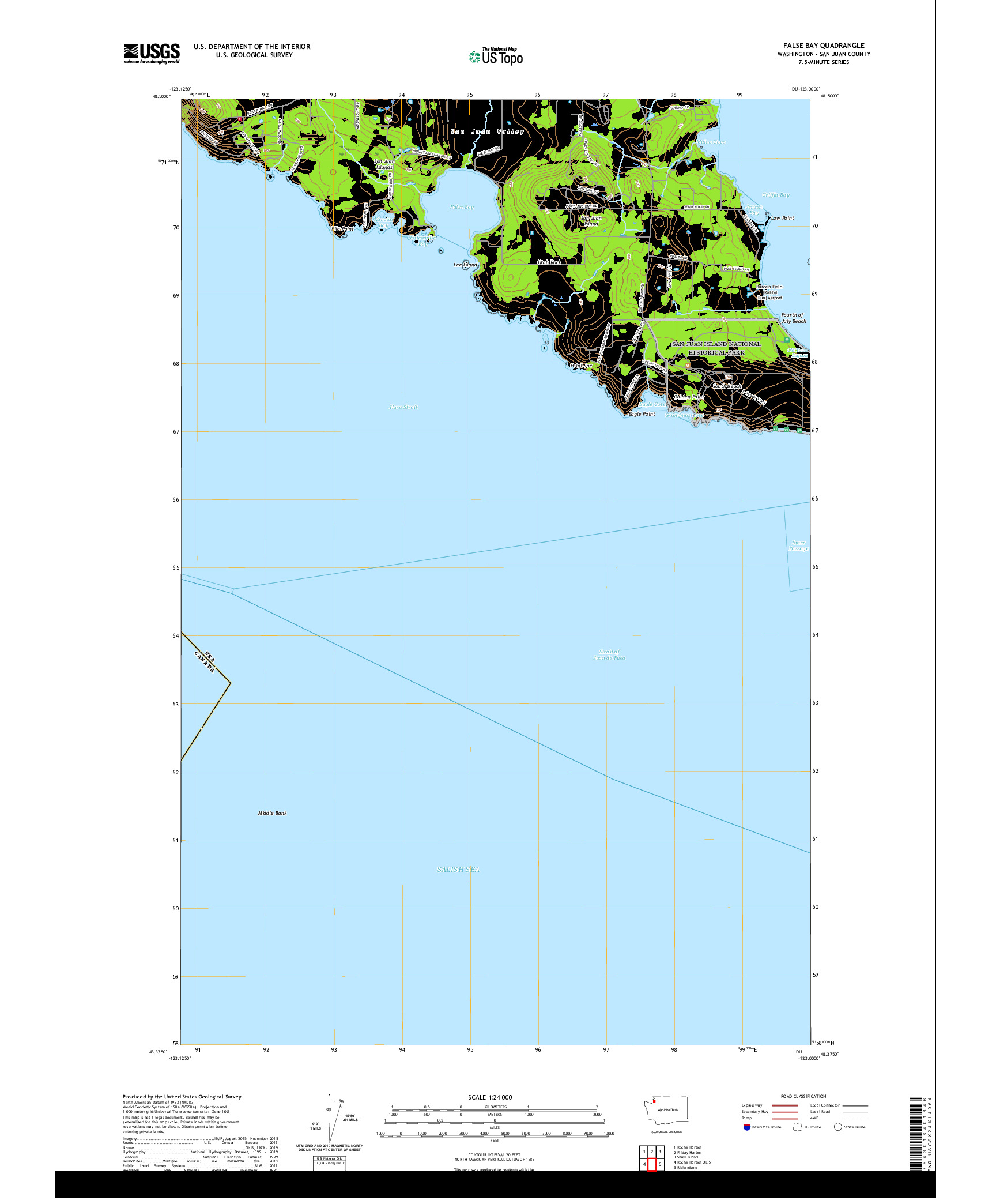 USGS US TOPO 7.5-MINUTE MAP FOR FALSE BAY, WA 2020