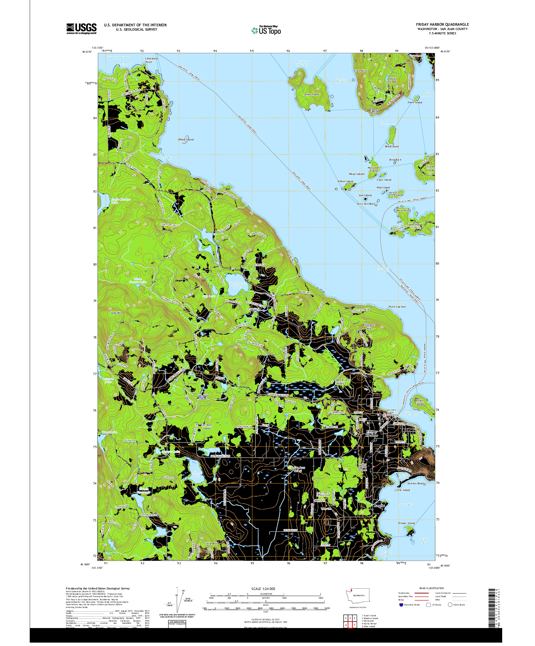 USGS US TOPO 7.5-MINUTE MAP FOR FRIDAY HARBOR, WA 2020