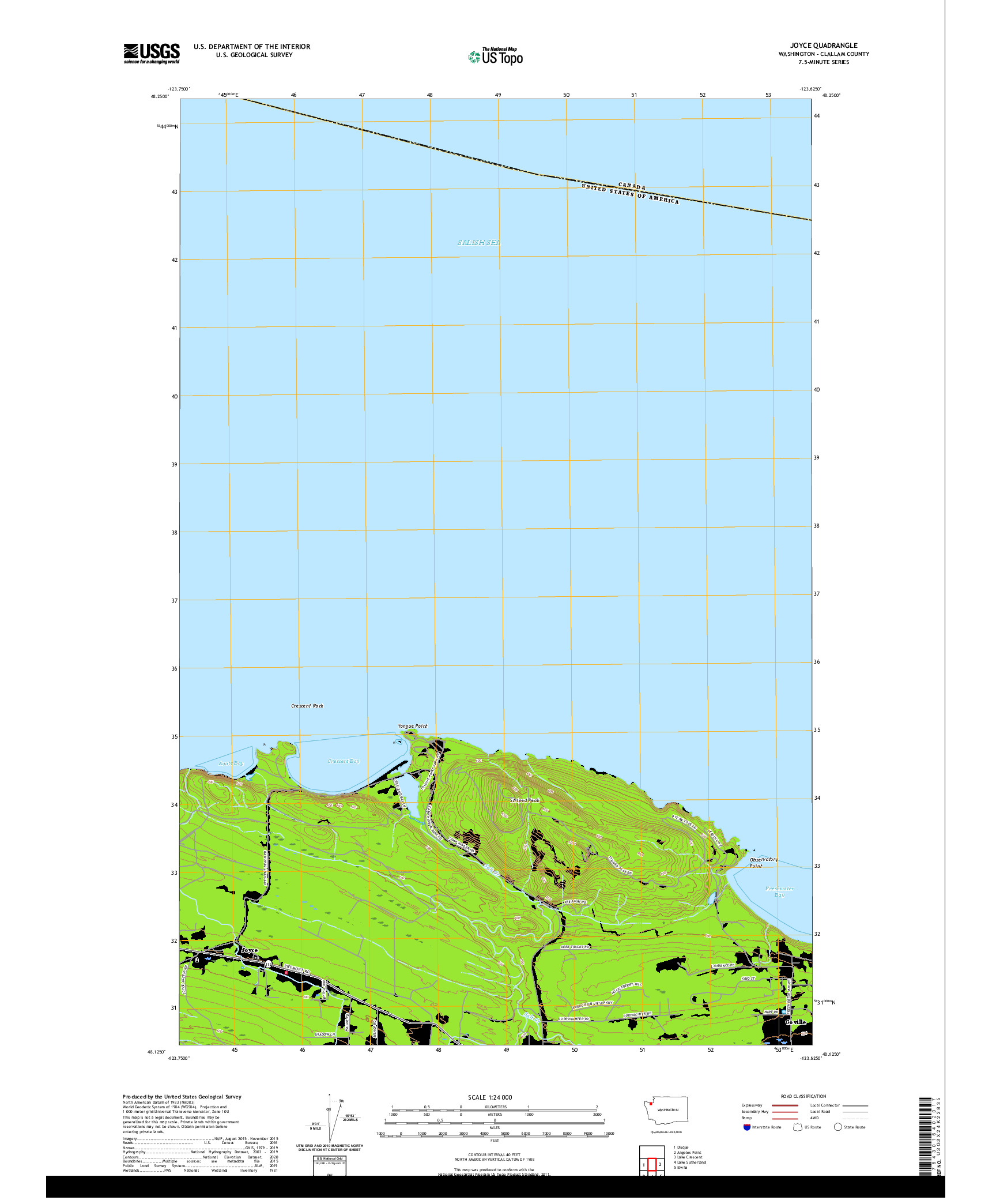 USGS US TOPO 7.5-MINUTE MAP FOR JOYCE, WA 2020