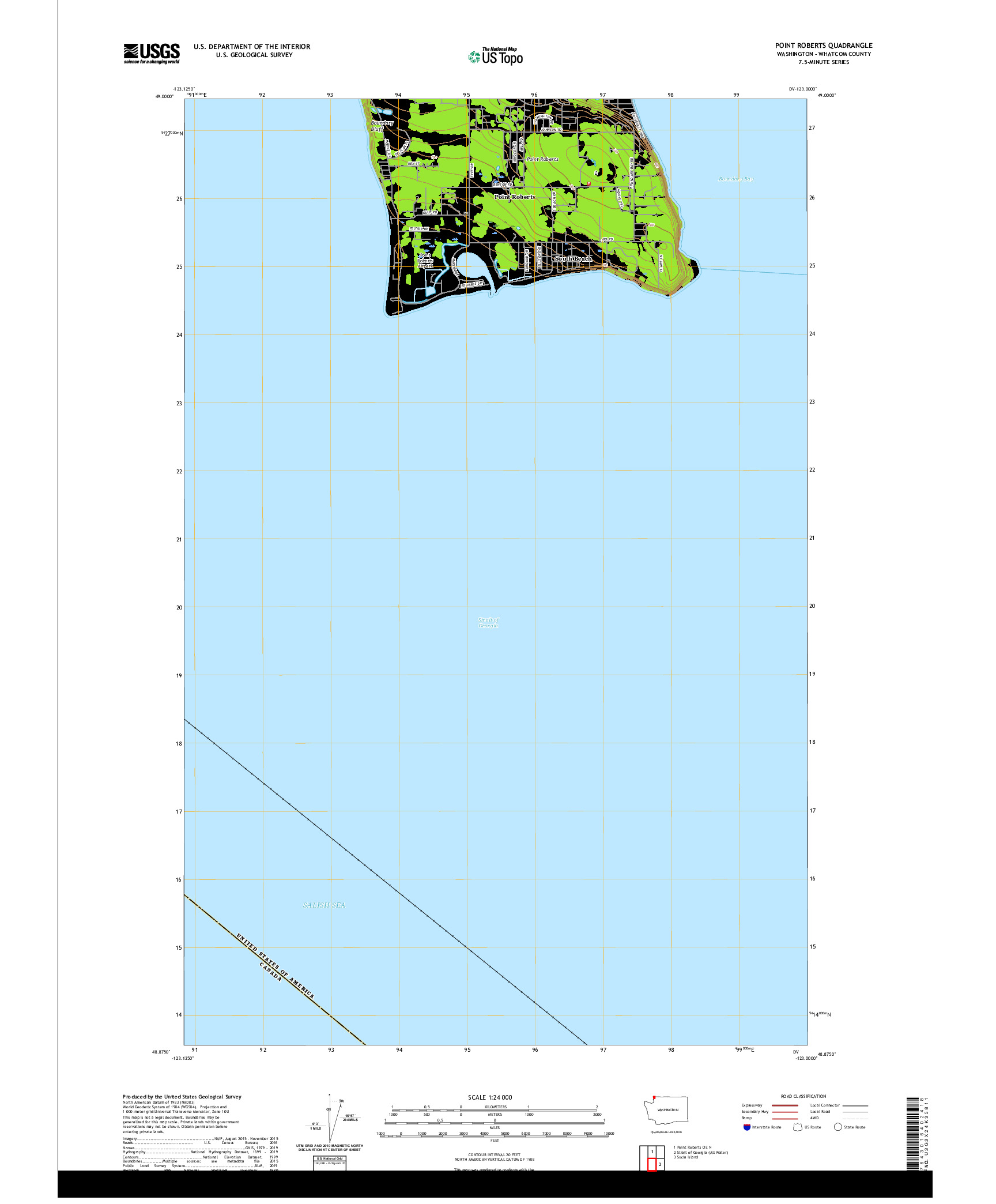 USGS US TOPO 7.5-MINUTE MAP FOR POINT ROBERTS, WA,BC 2020