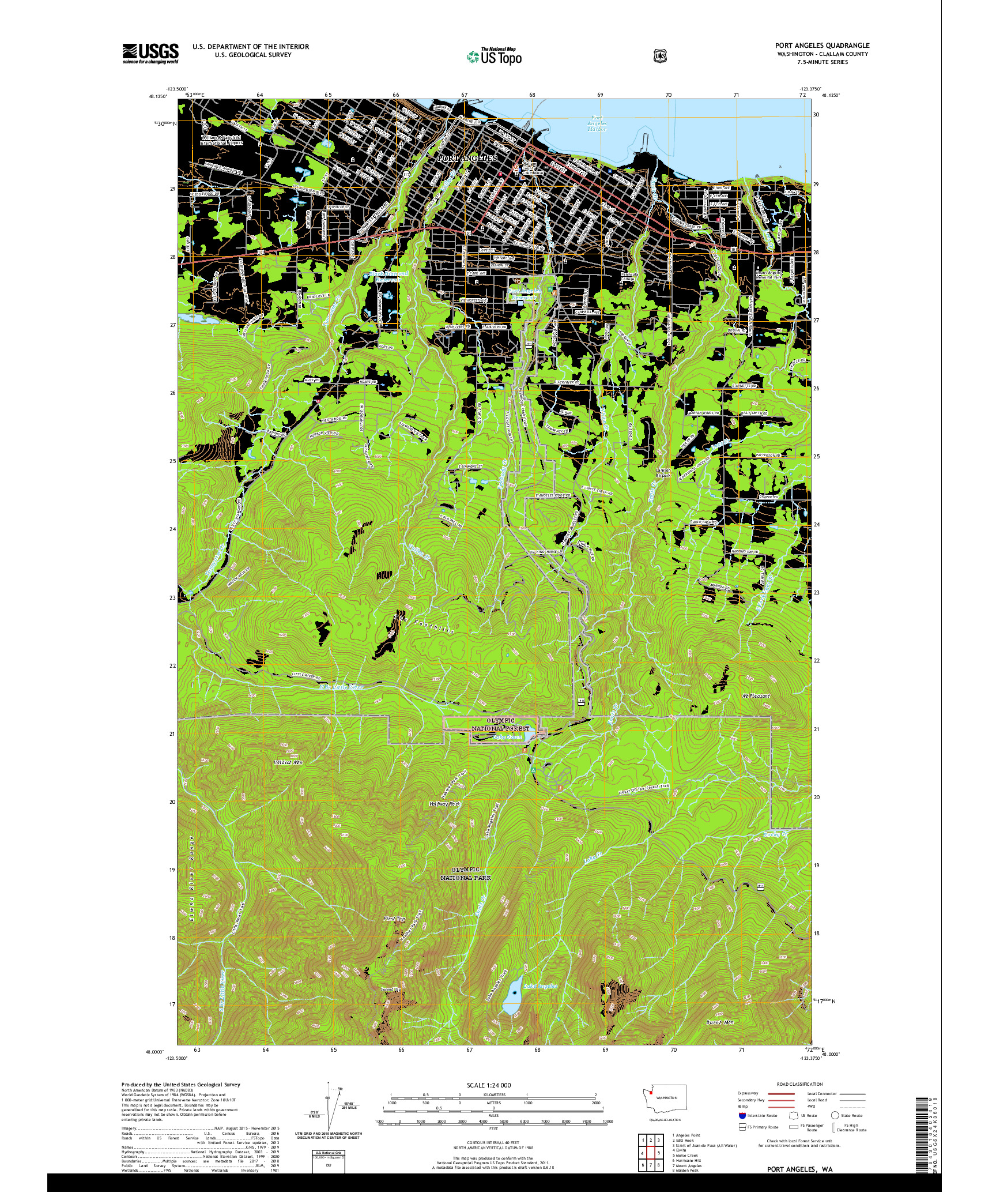 USGS US TOPO 7.5-MINUTE MAP FOR PORT ANGELES, WA 2020