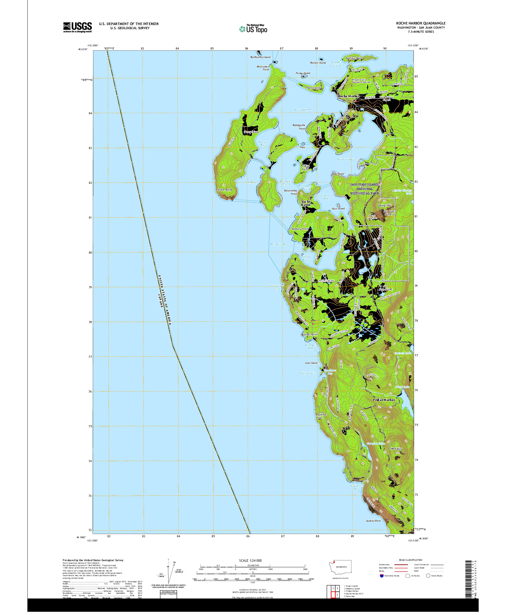 USGS US TOPO 7.5-MINUTE MAP FOR ROCHE HARBOR, WA 2020
