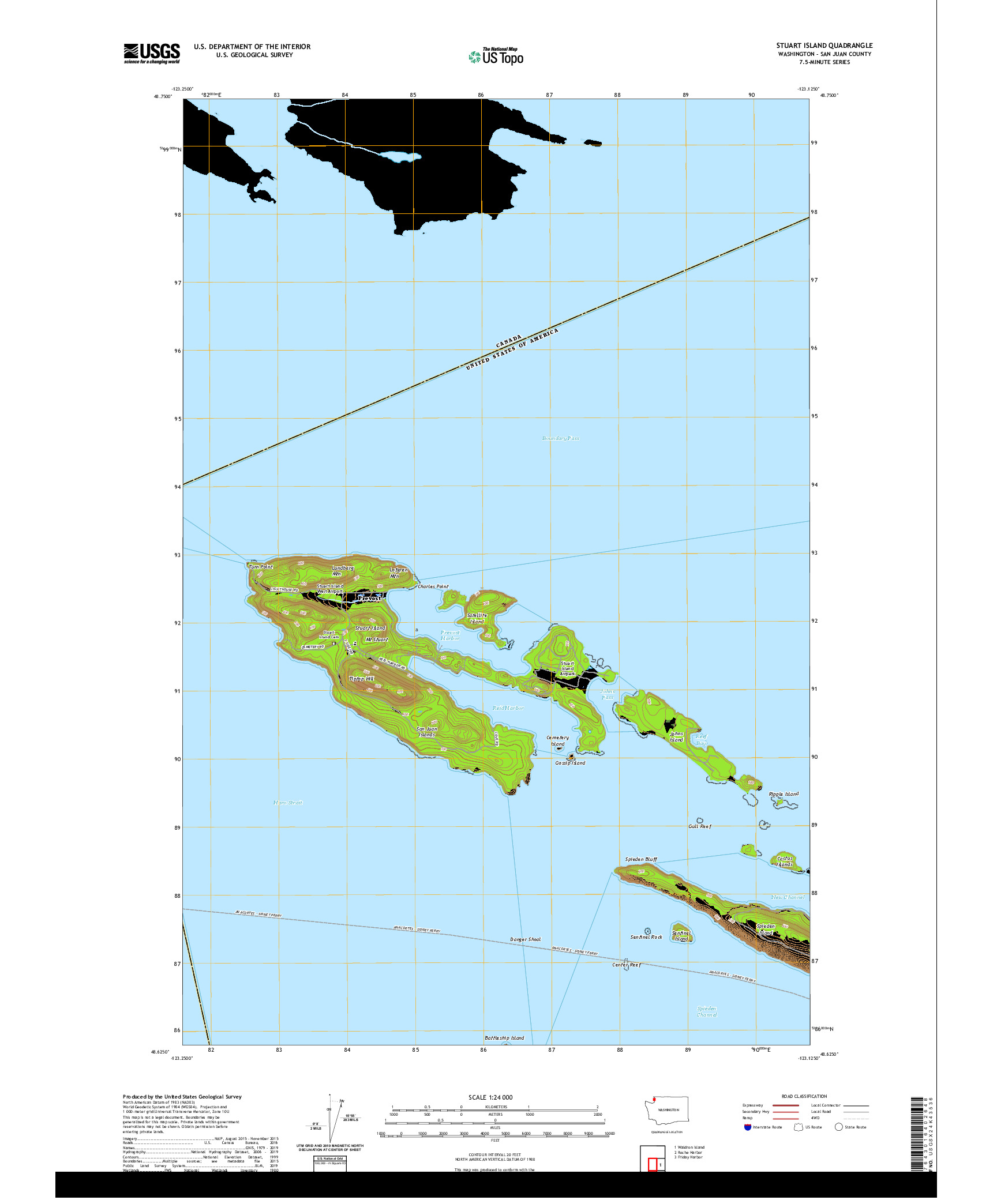 USGS US TOPO 7.5-MINUTE MAP FOR STUART ISLAND, WA,BC 2020