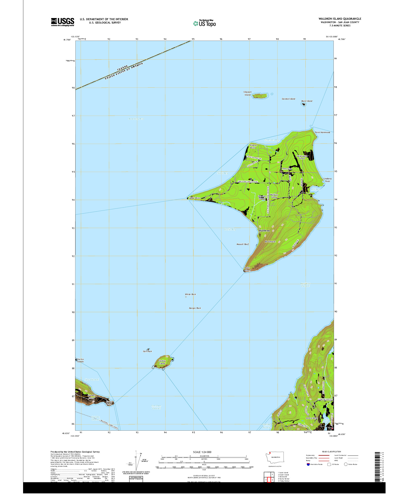 USGS US TOPO 7.5-MINUTE MAP FOR WALDRON ISLAND, WA 2020