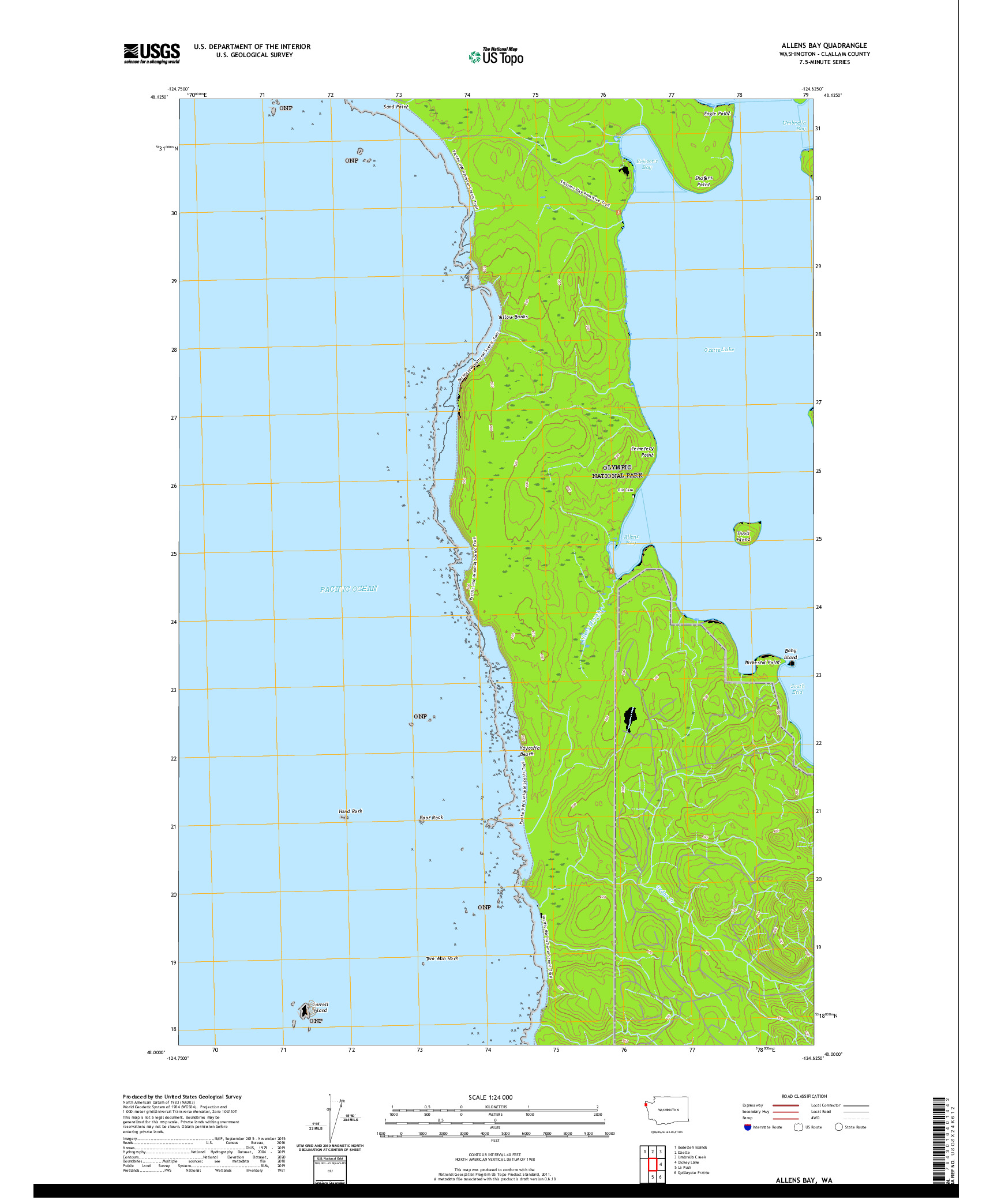 USGS US TOPO 7.5-MINUTE MAP FOR ALLENS BAY, WA 2020