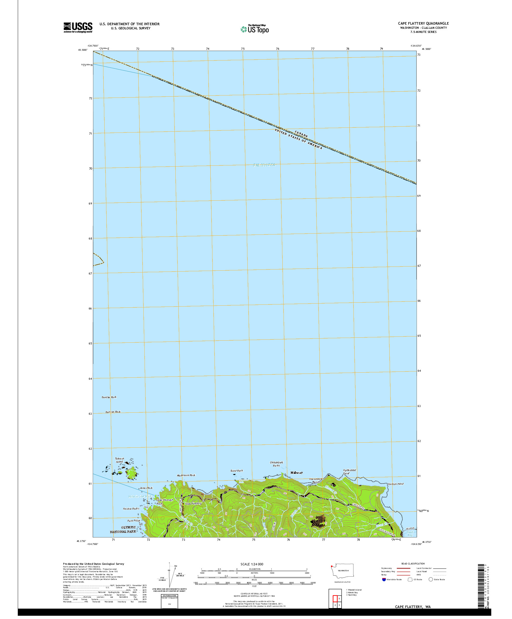 USGS US TOPO 7.5-MINUTE MAP FOR CAPE FLATTERY, WA 2020