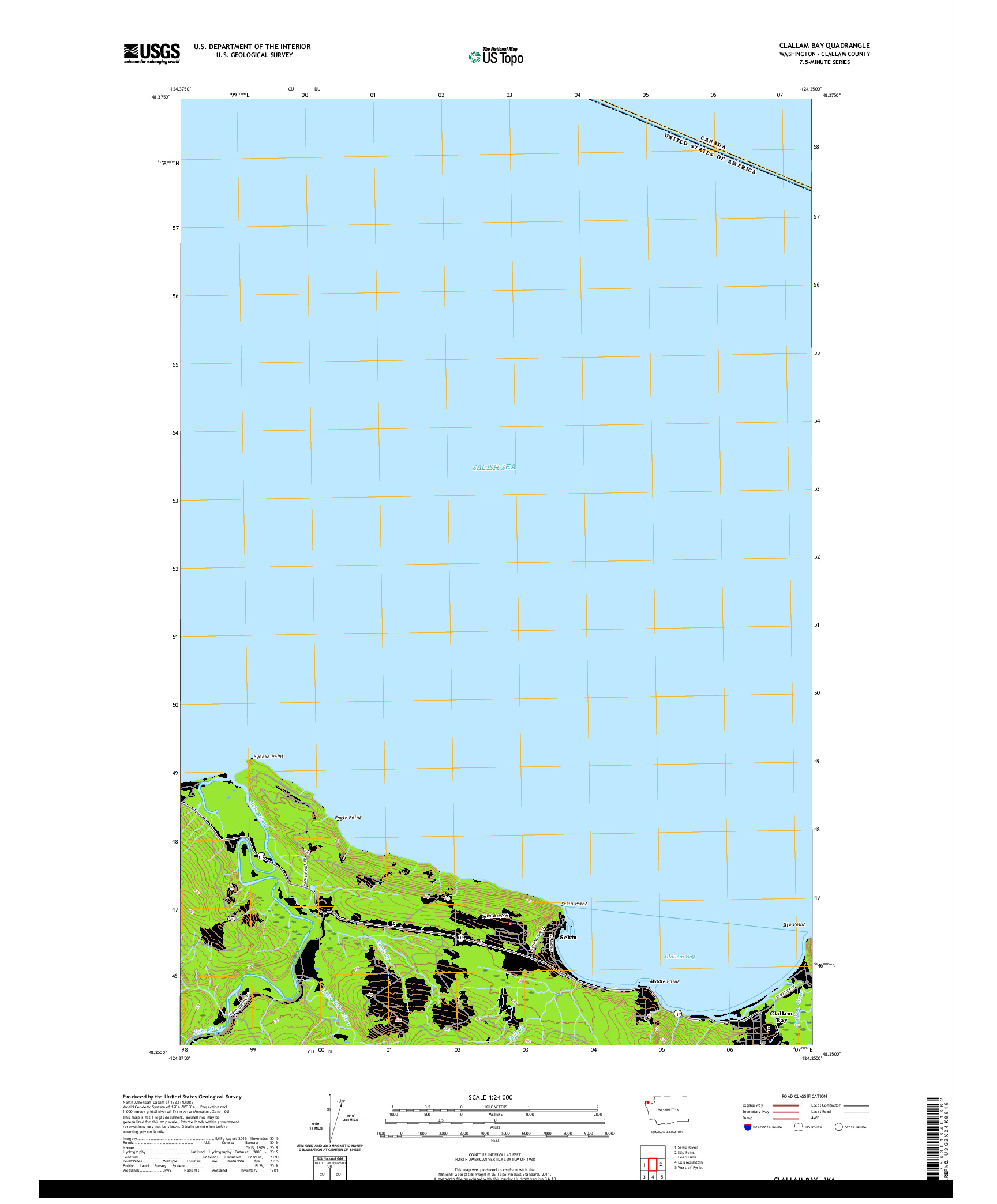 USGS US TOPO 7.5-MINUTE MAP FOR CLALLAM BAY, WA 2020