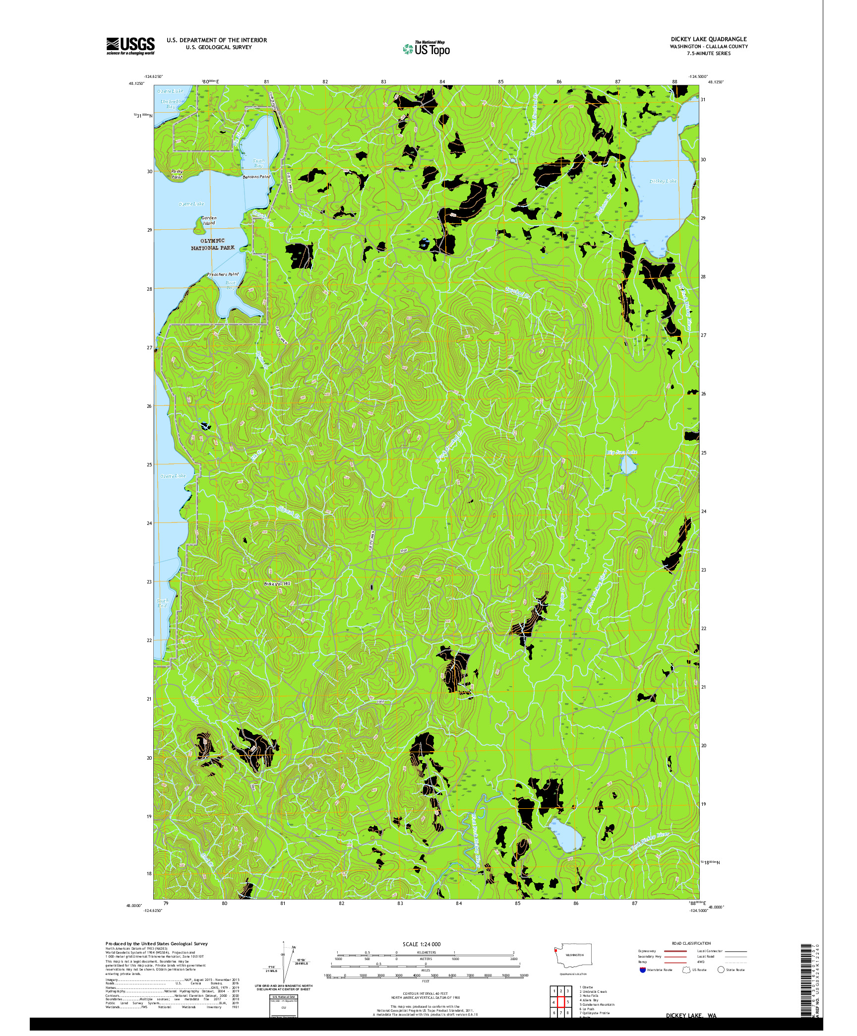 USGS US TOPO 7.5-MINUTE MAP FOR DICKEY LAKE, WA 2020