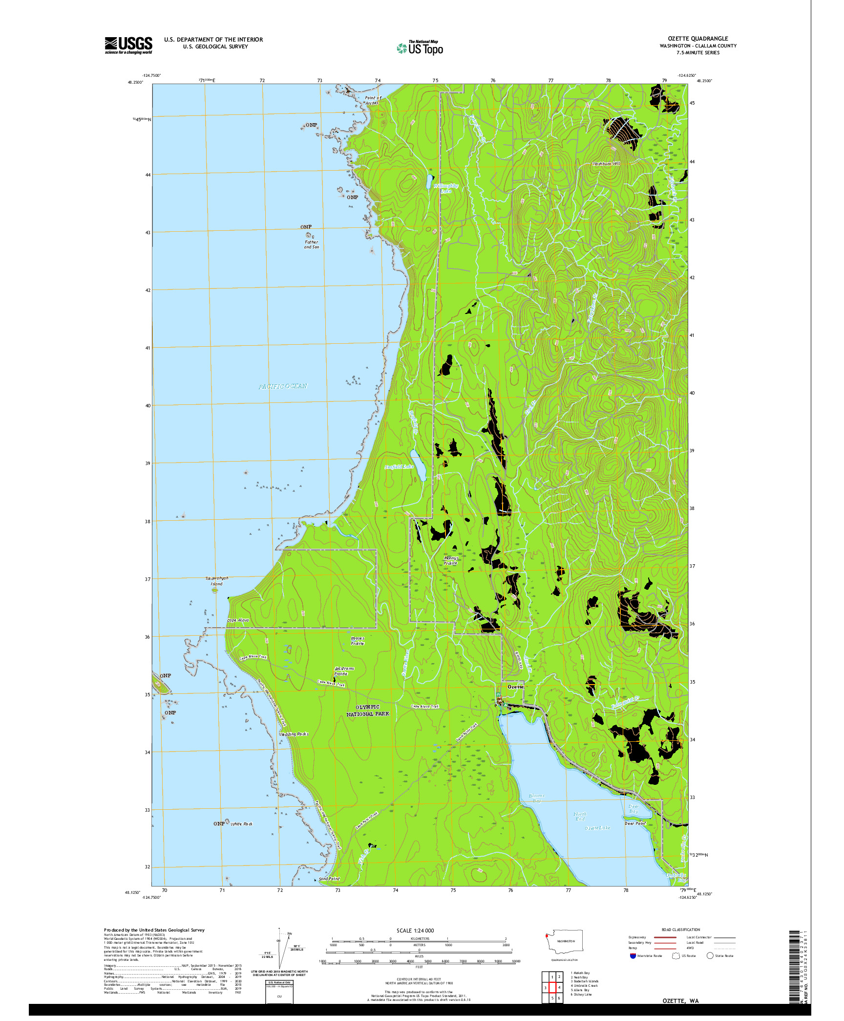 USGS US TOPO 7.5-MINUTE MAP FOR OZETTE, WA 2020