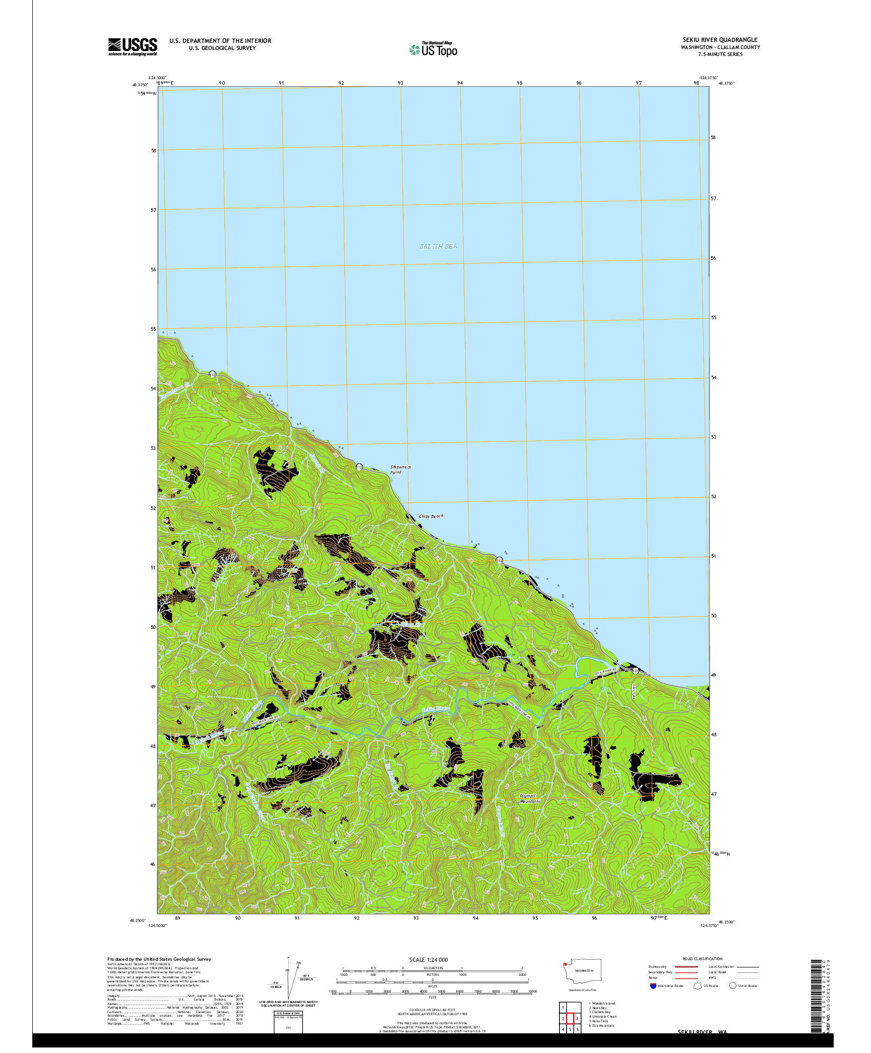 USGS US TOPO 7.5-MINUTE MAP FOR SEKIU RIVER, WA 2020