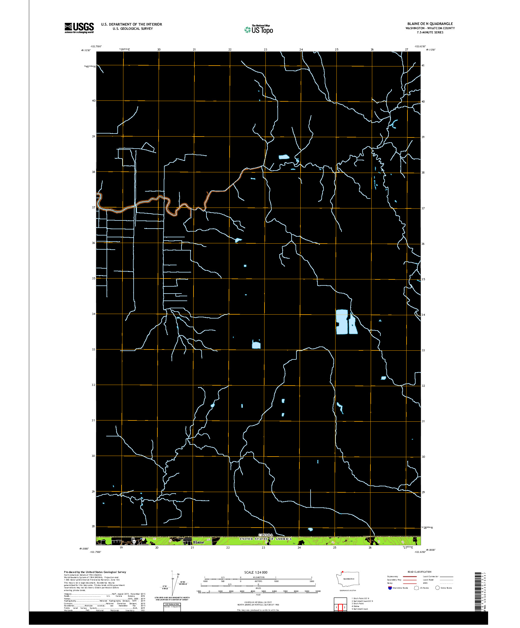 USGS US TOPO 7.5-MINUTE MAP FOR BLAINE OE N, WA,BC 2020