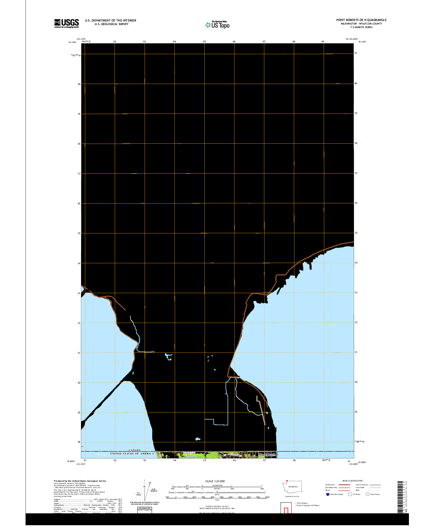 USGS US TOPO 7.5-MINUTE MAP FOR POINT ROBERTS OE N, WA,BC 2020