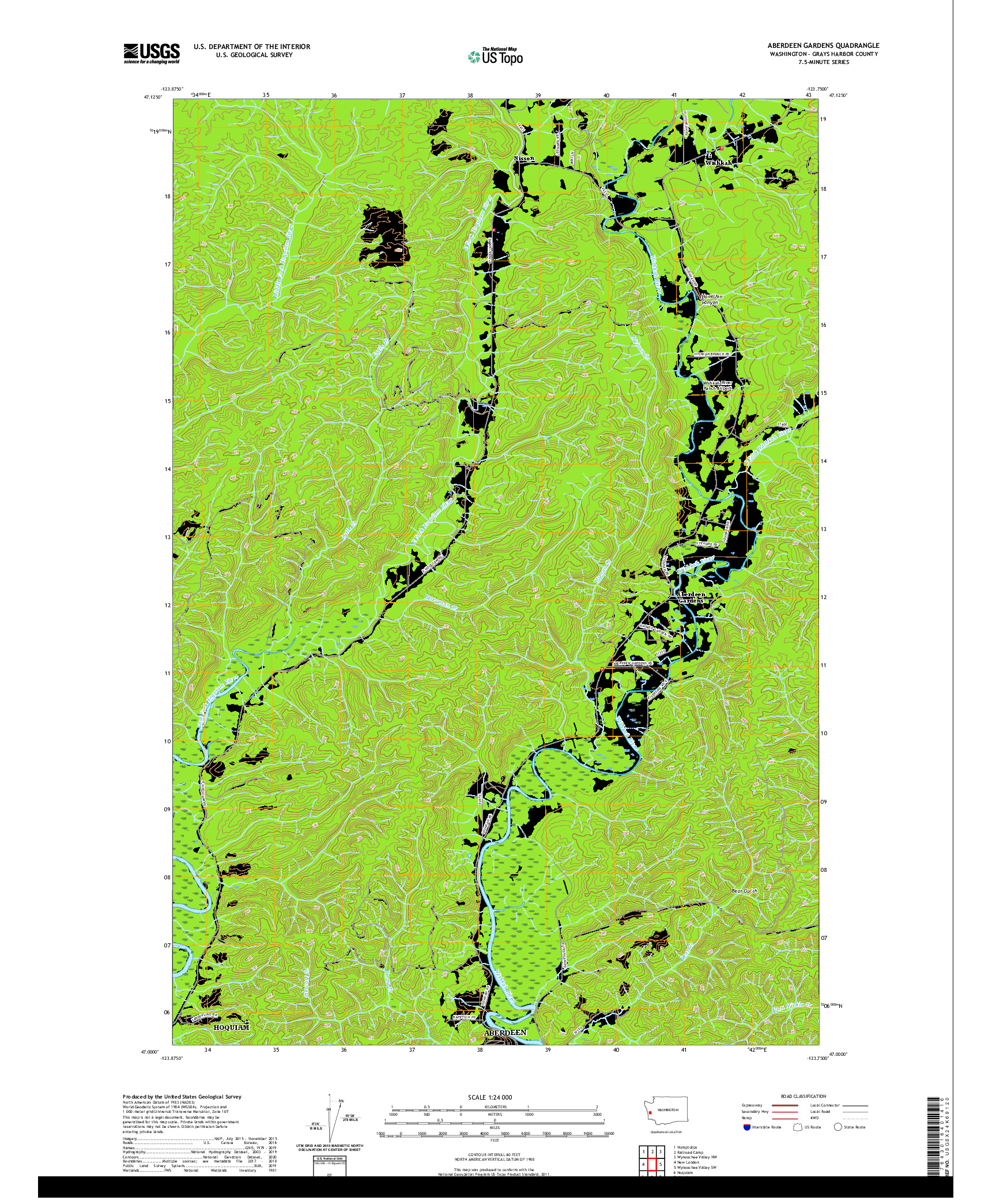 USGS US TOPO 7.5-MINUTE MAP FOR ABERDEEN GARDENS, WA 2020