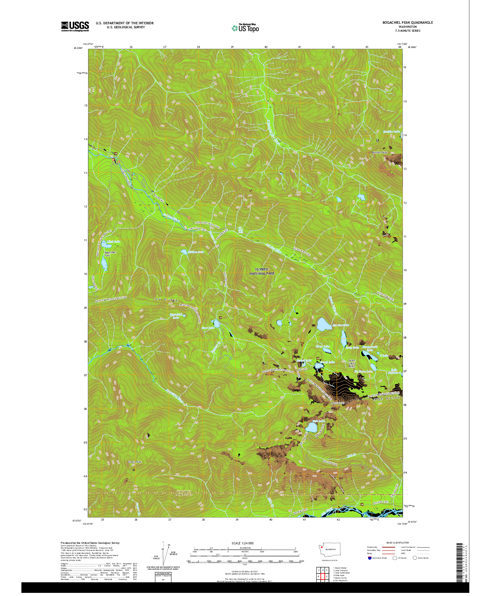 USGS US TOPO 7.5-MINUTE MAP FOR BOGACHIEL PEAK, WA 2020