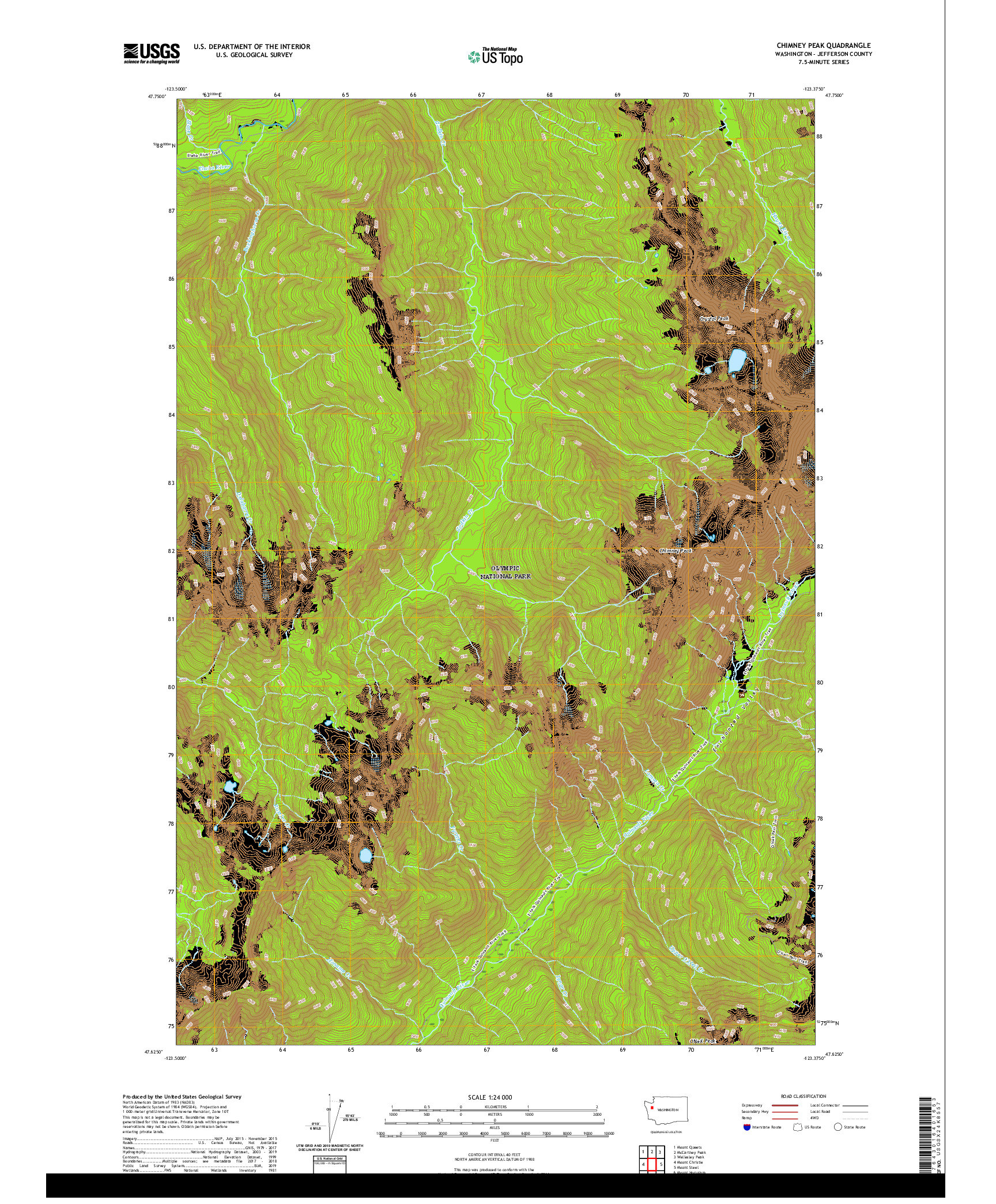 USGS US TOPO 7.5-MINUTE MAP FOR CHIMNEY PEAK, WA 2020