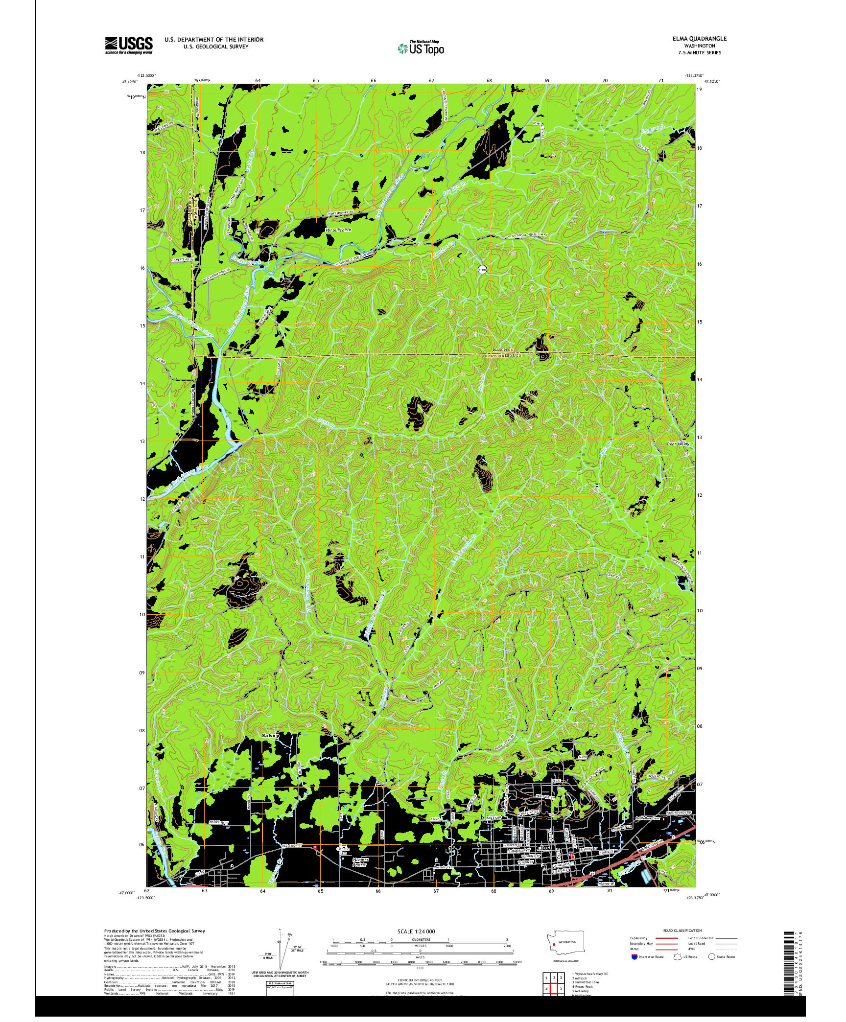 USGS US TOPO 7.5-MINUTE MAP FOR ELMA, WA 2020