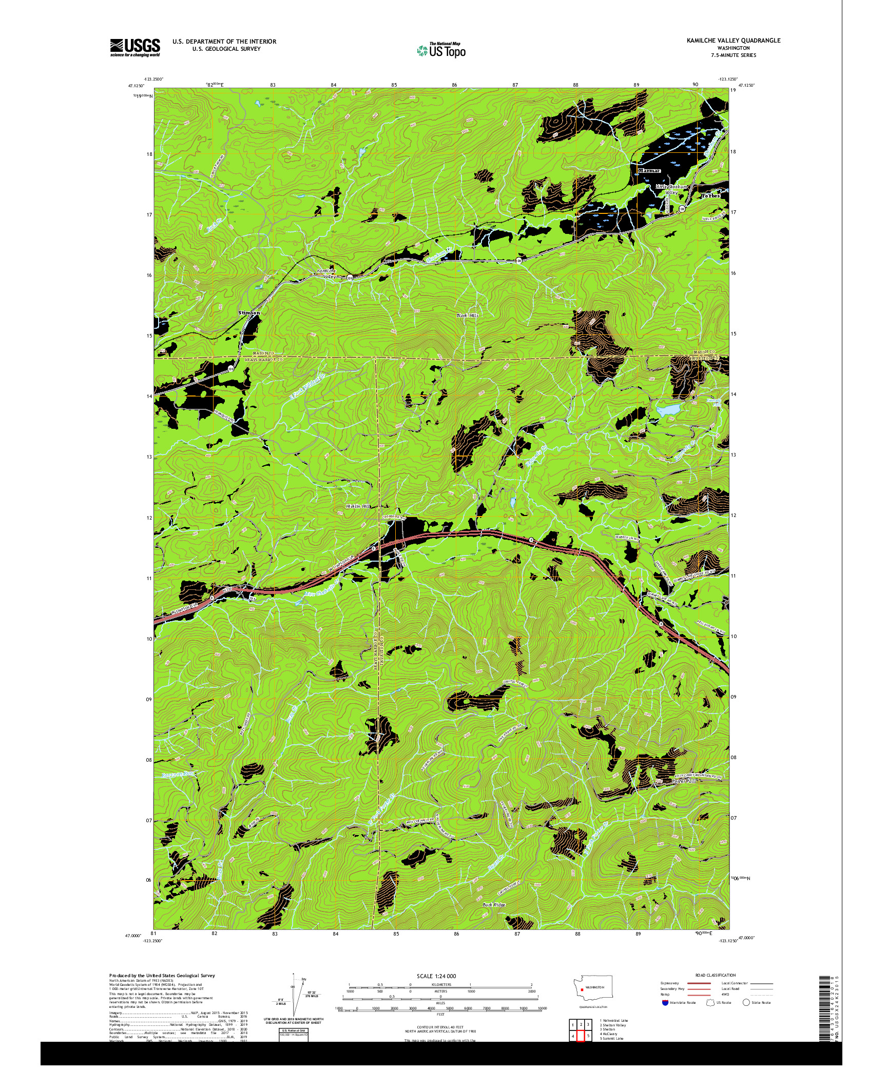 USGS US TOPO 7.5-MINUTE MAP FOR KAMILCHE VALLEY, WA 2020