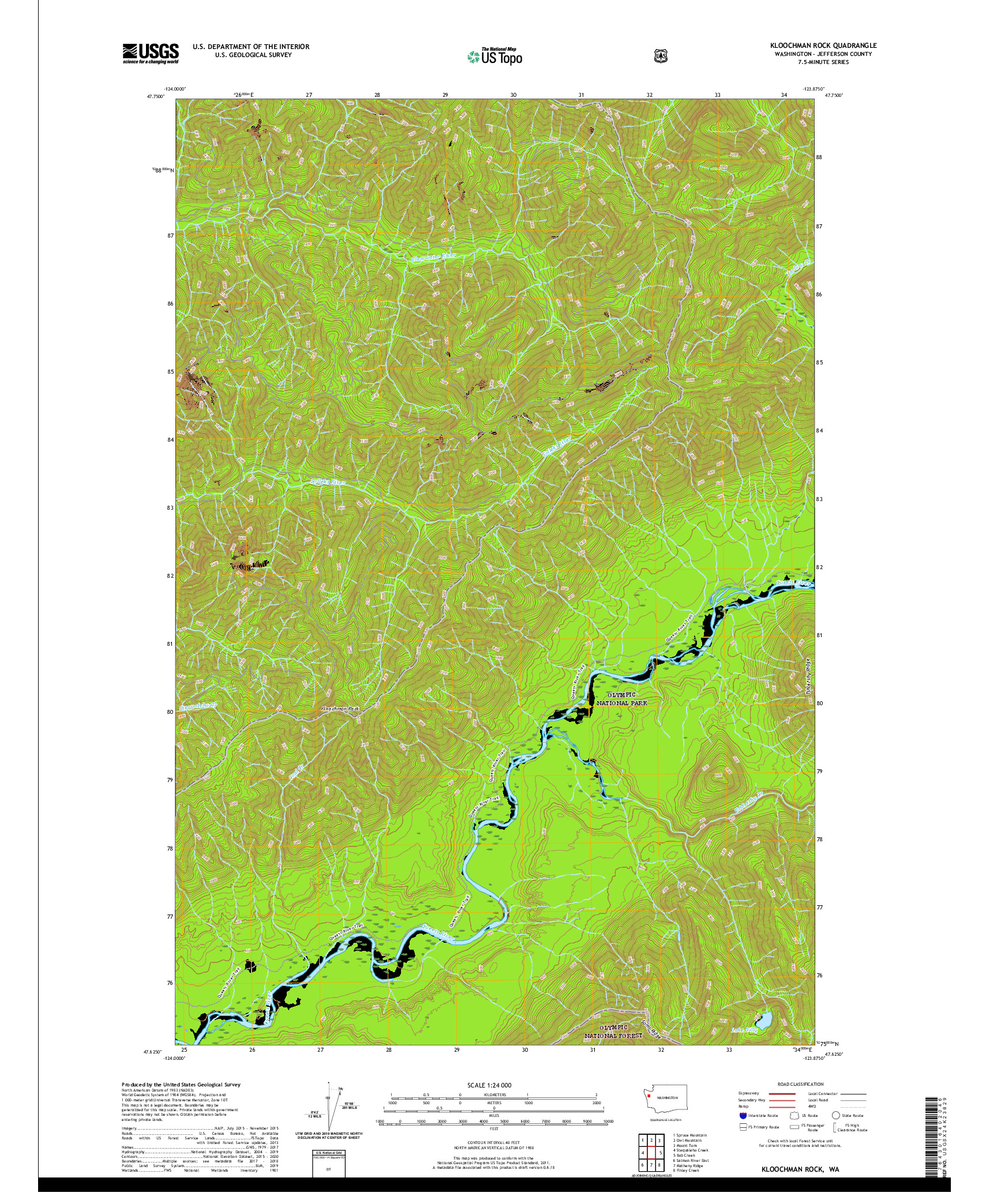 USGS US TOPO 7.5-MINUTE MAP FOR KLOOCHMAN ROCK, WA 2020