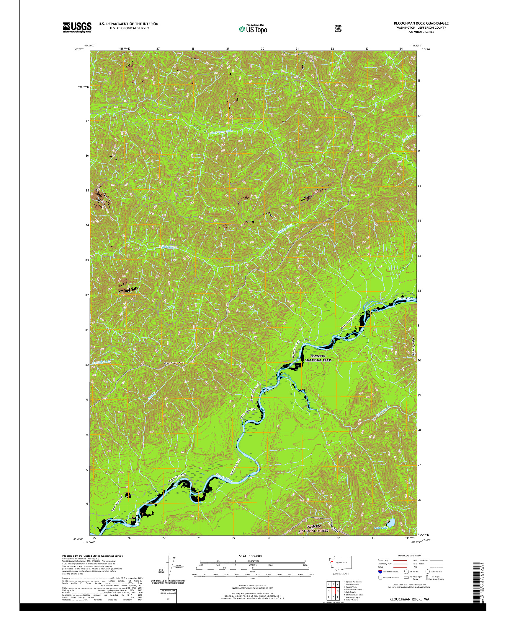 USGS US TOPO 7.5-MINUTE MAP FOR KLOOCHMAN ROCK, WA 2020