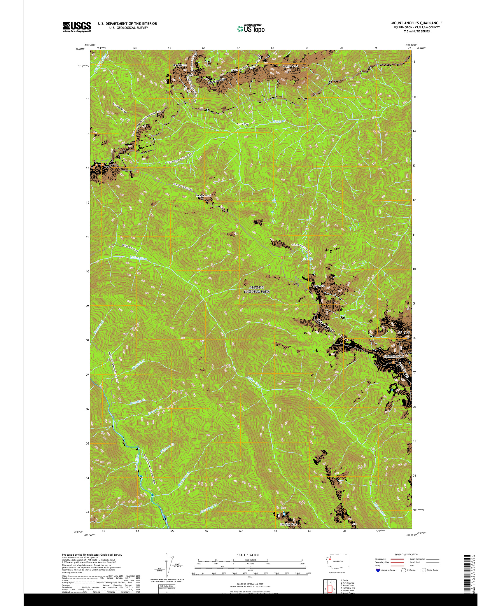 USGS US TOPO 7.5-MINUTE MAP FOR MOUNT ANGELES, WA 2020