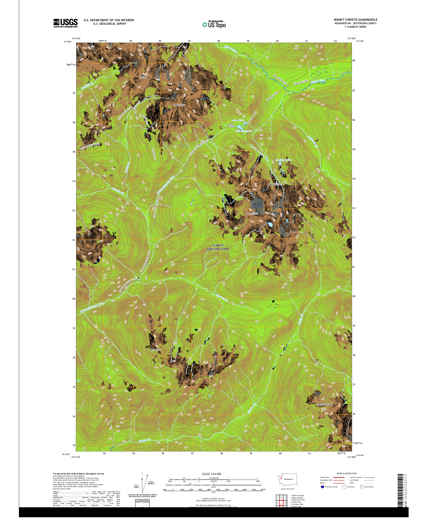 USGS US TOPO 7.5-MINUTE MAP FOR MOUNT CHRISTIE, WA 2020