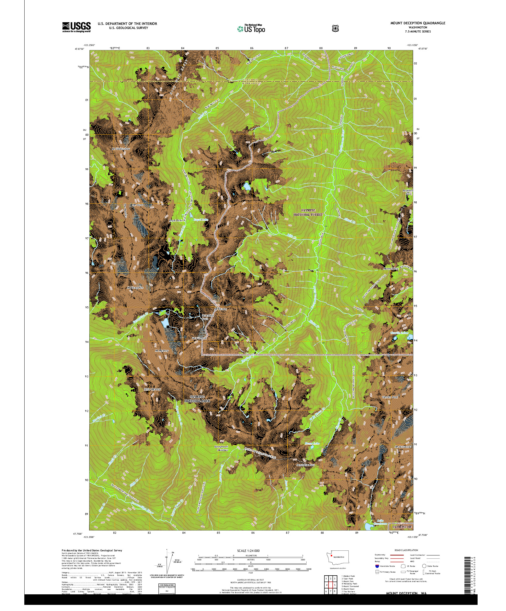 USGS US TOPO 7.5-MINUTE MAP FOR MOUNT DECEPTION, WA 2020