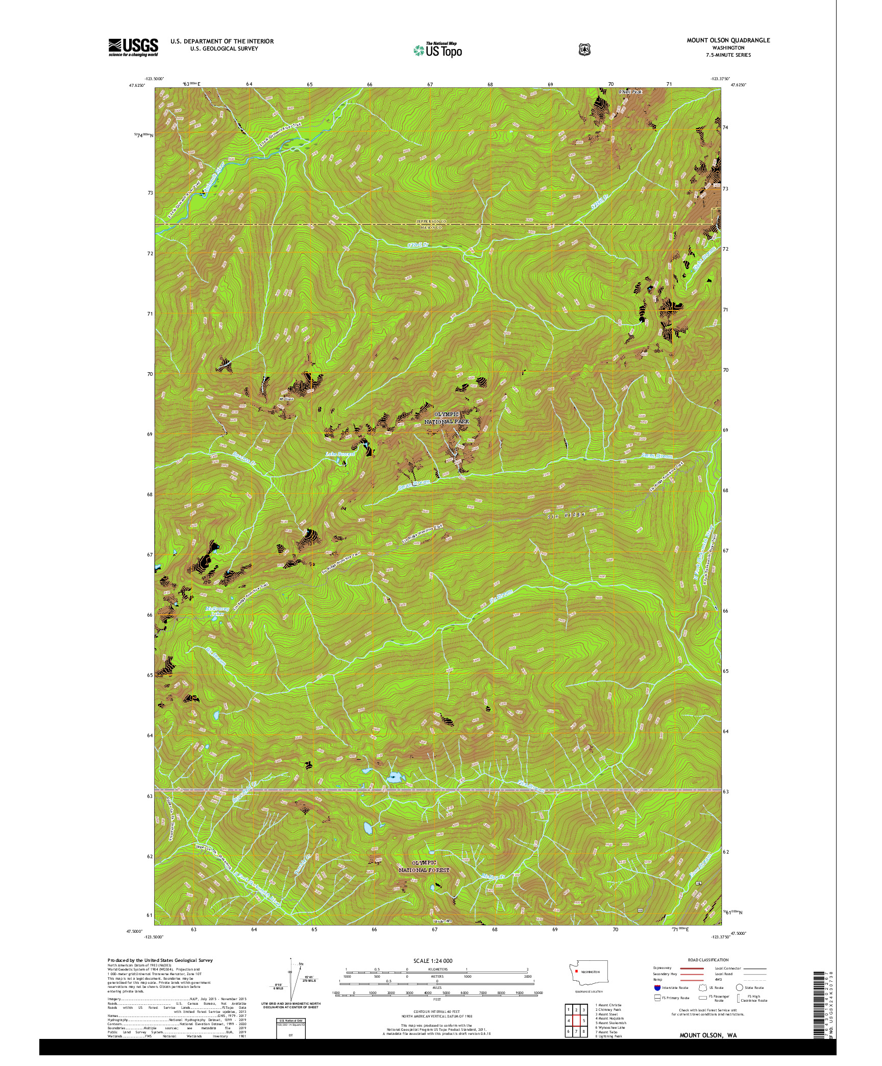 USGS US TOPO 7.5-MINUTE MAP FOR MOUNT OLSON, WA 2020