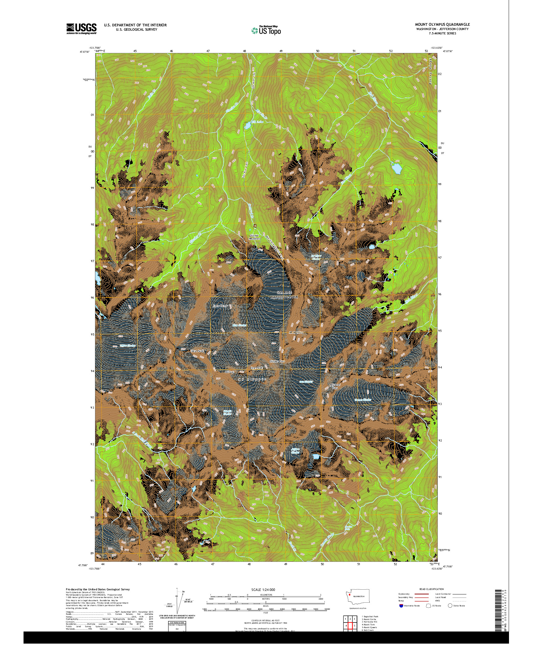 USGS US TOPO 7.5-MINUTE MAP FOR MOUNT OLYMPUS, WA 2020