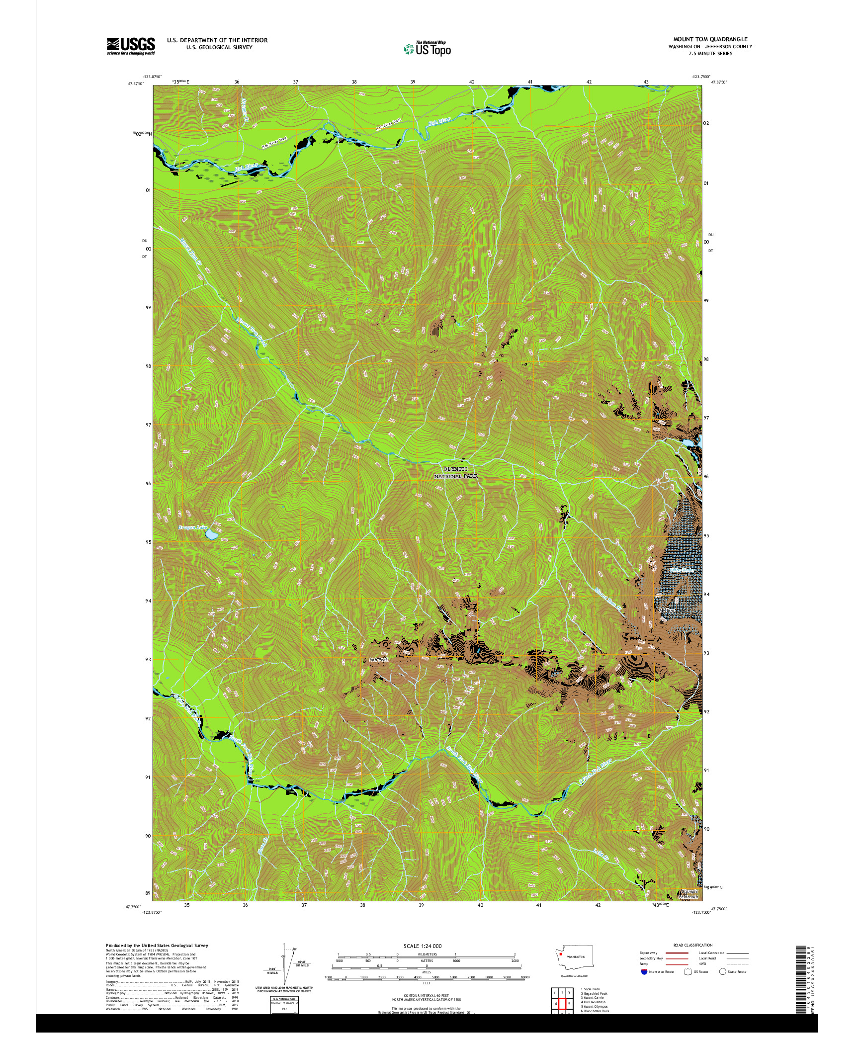 USGS US TOPO 7.5-MINUTE MAP FOR MOUNT TOM, WA 2020