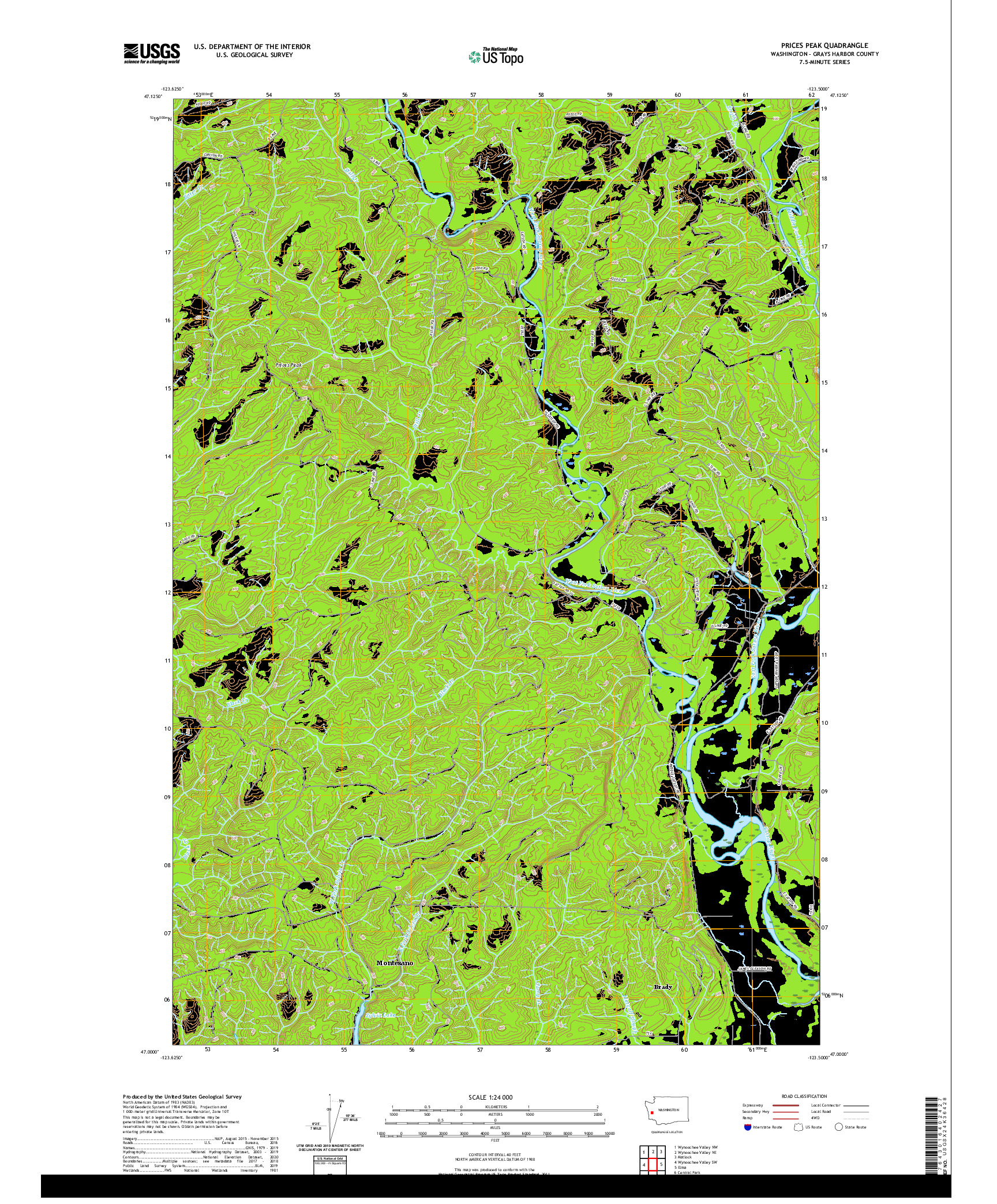 USGS US TOPO 7.5-MINUTE MAP FOR PRICES PEAK, WA 2020