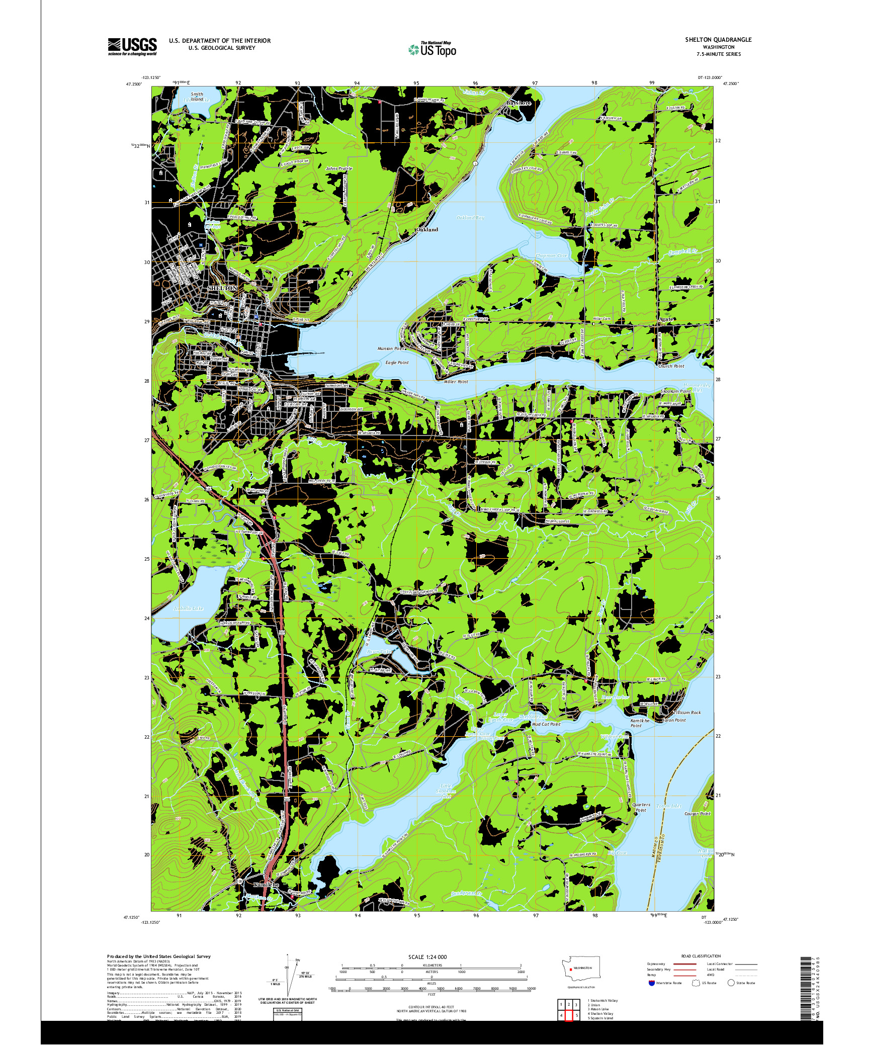 USGS US TOPO 7.5-MINUTE MAP FOR SHELTON, WA 2020