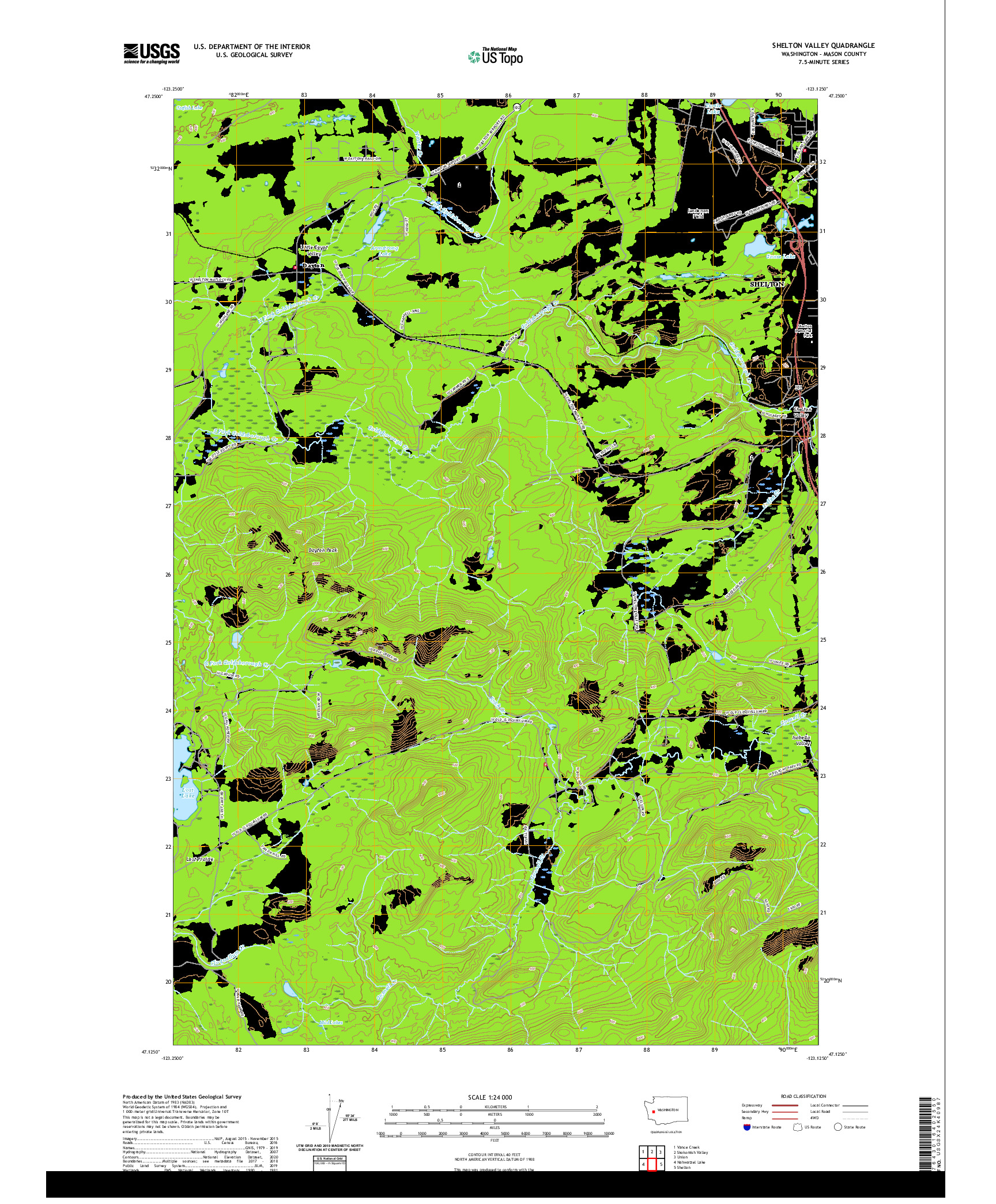 USGS US TOPO 7.5-MINUTE MAP FOR SHELTON VALLEY, WA 2020