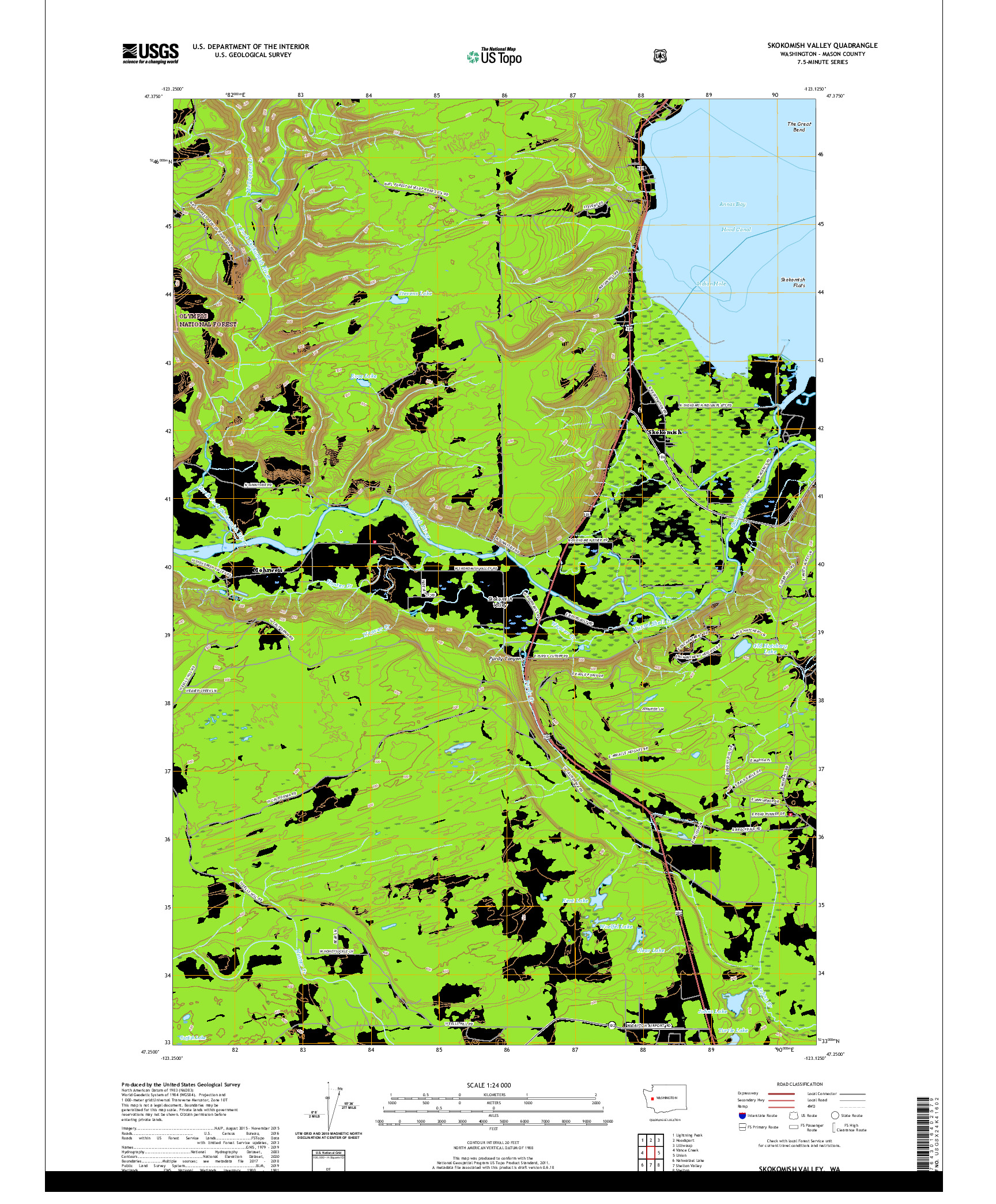 USGS US TOPO 7.5-MINUTE MAP FOR SKOKOMISH VALLEY, WA 2020
