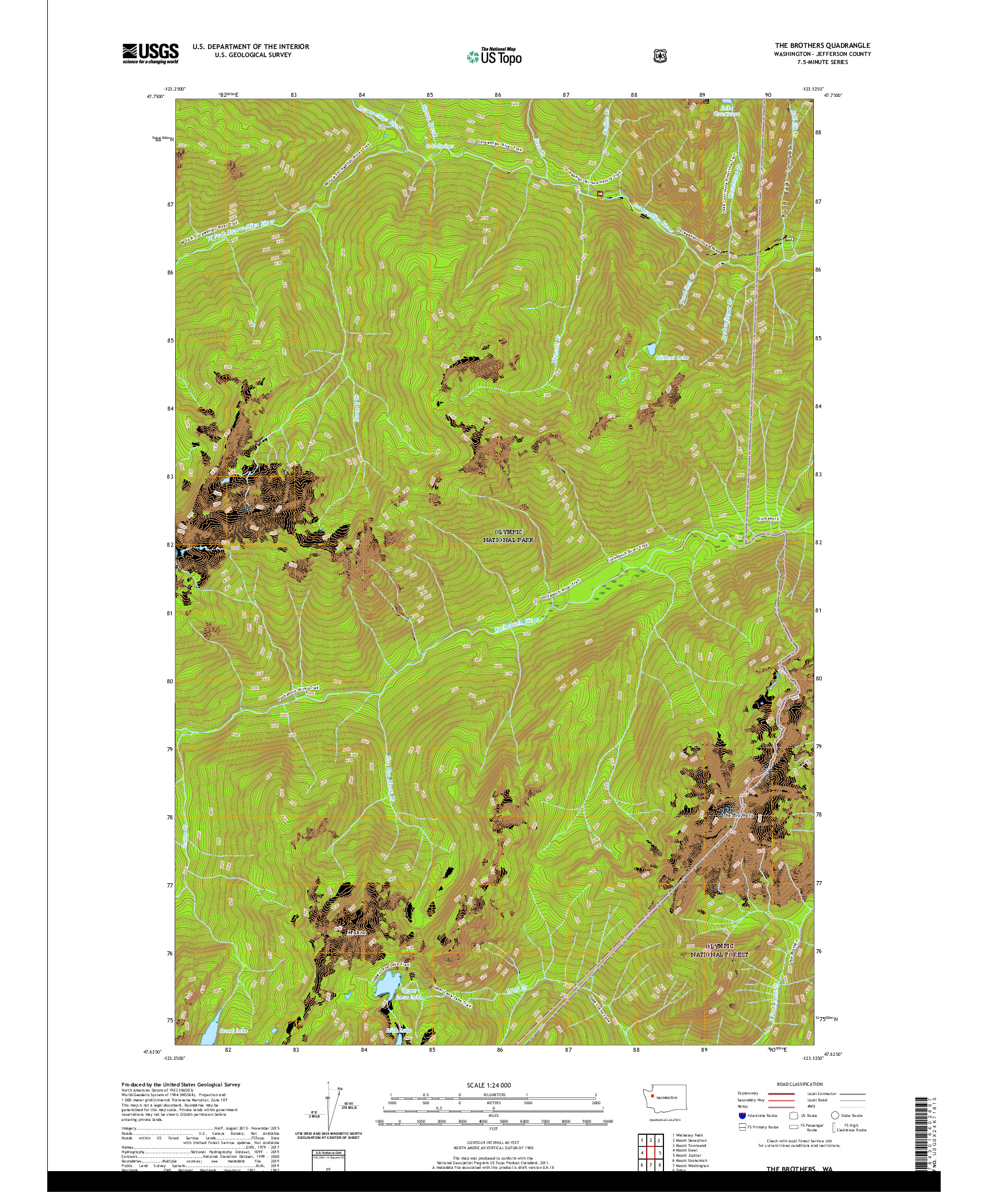 USGS US TOPO 7.5-MINUTE MAP FOR THE BROTHERS, WA 2020