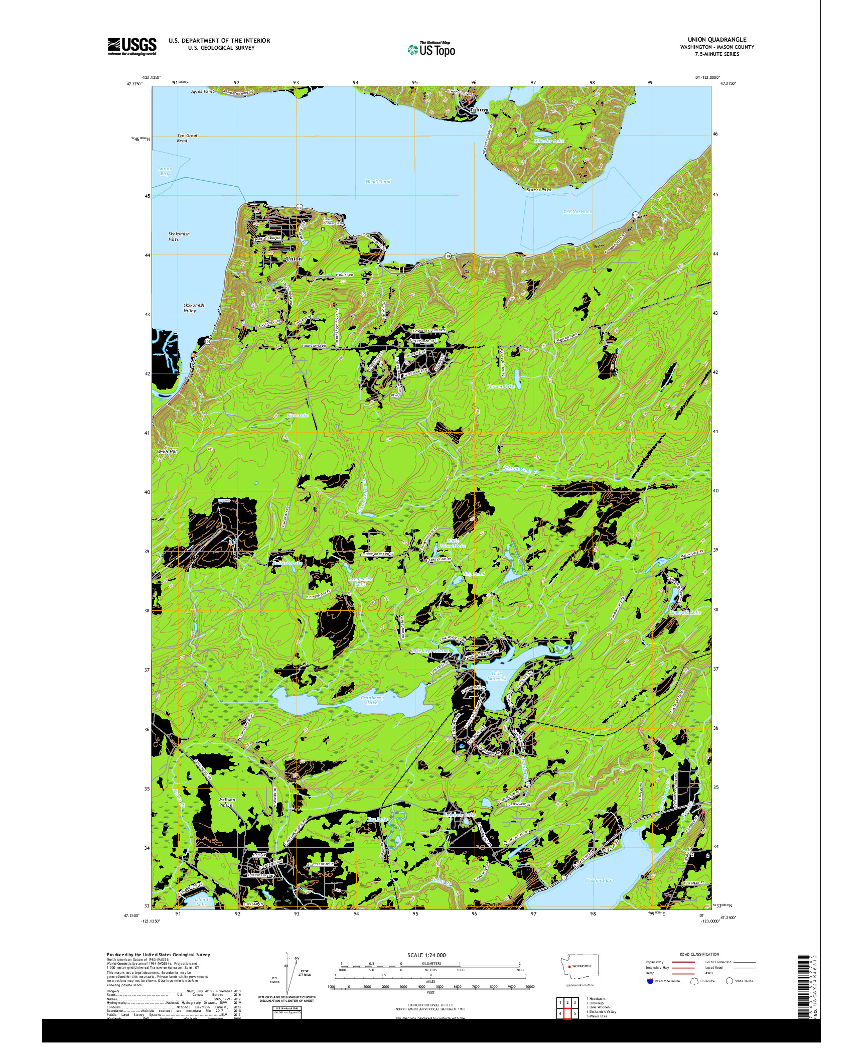 USGS US TOPO 7.5-MINUTE MAP FOR UNION, WA 2020
