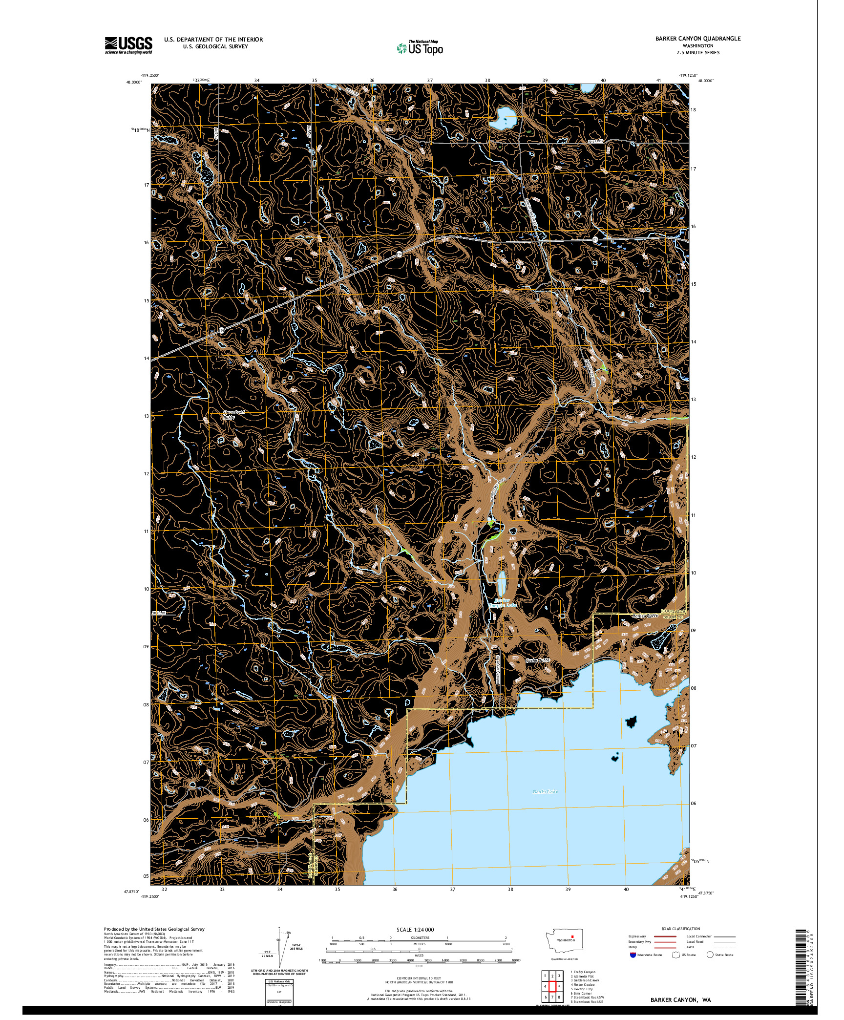 USGS US TOPO 7.5-MINUTE MAP FOR BARKER CANYON, WA 2020