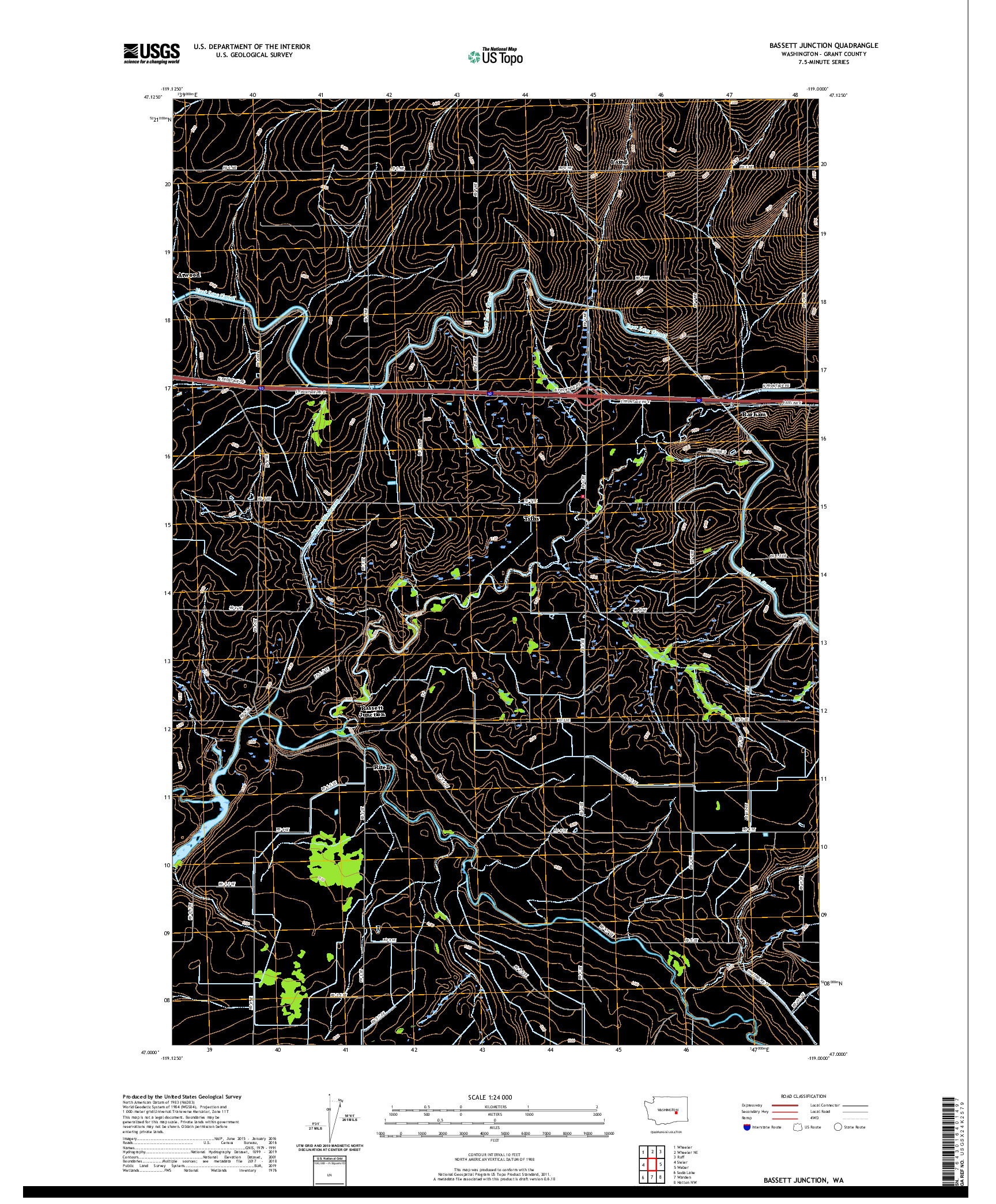 USGS US TOPO 7.5-MINUTE MAP FOR BASSETT JUNCTION, WA 2020