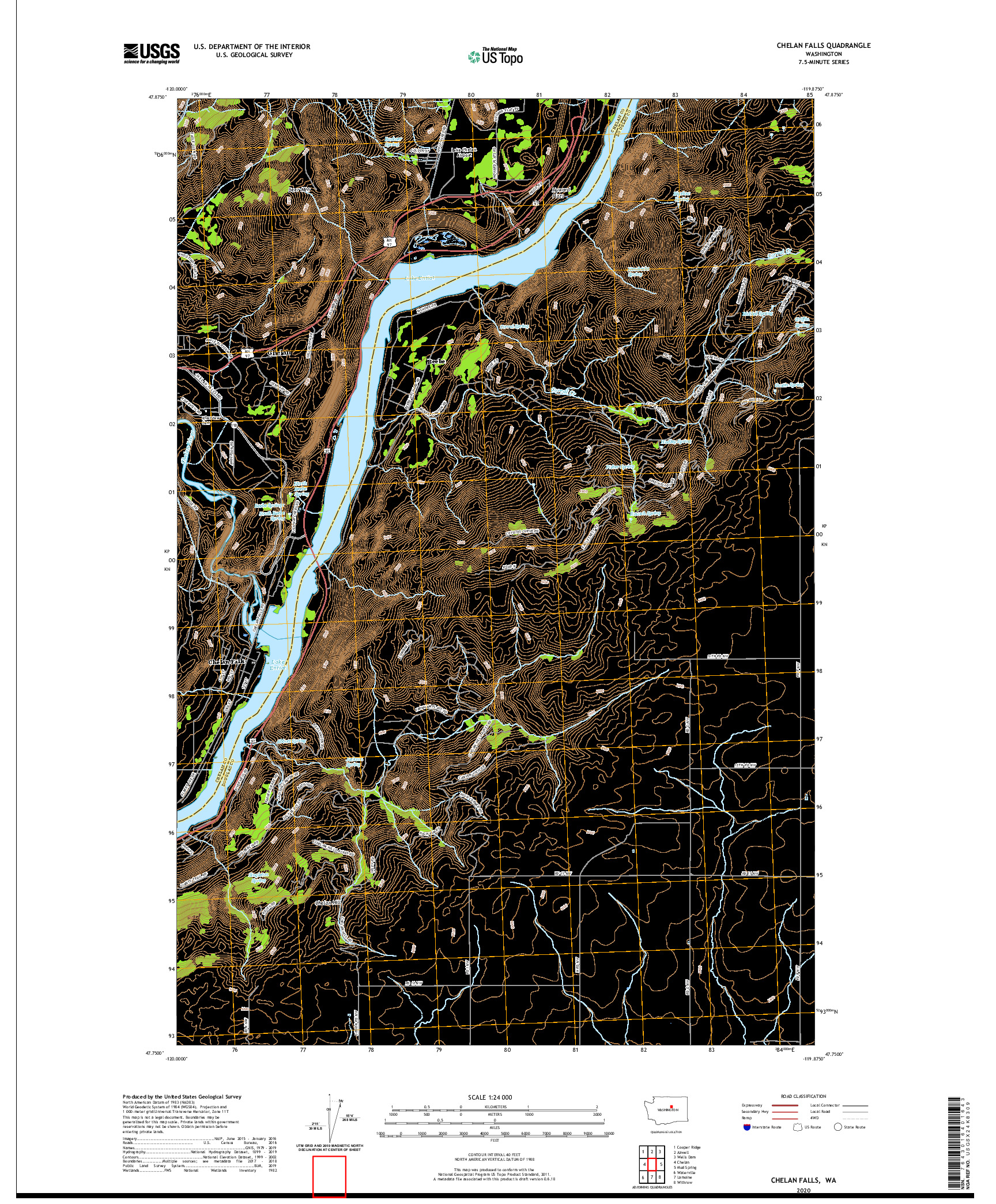 USGS US TOPO 7.5-MINUTE MAP FOR CHELAN FALLS, WA 2020