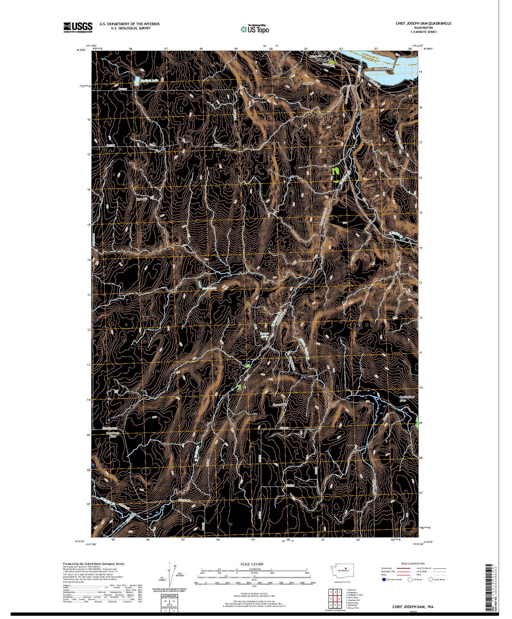 USGS US TOPO 7.5-MINUTE MAP FOR CHIEF JOSEPH DAM, WA 2020