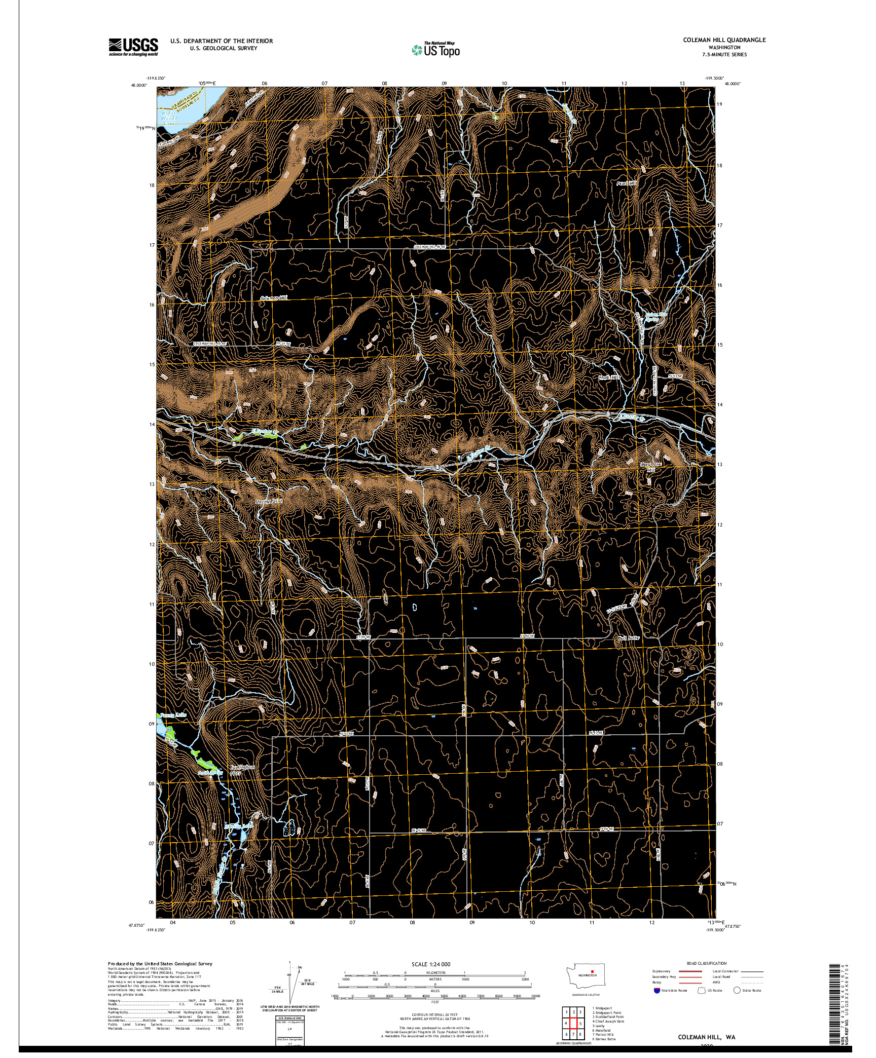 USGS US TOPO 7.5-MINUTE MAP FOR COLEMAN HILL, WA 2020