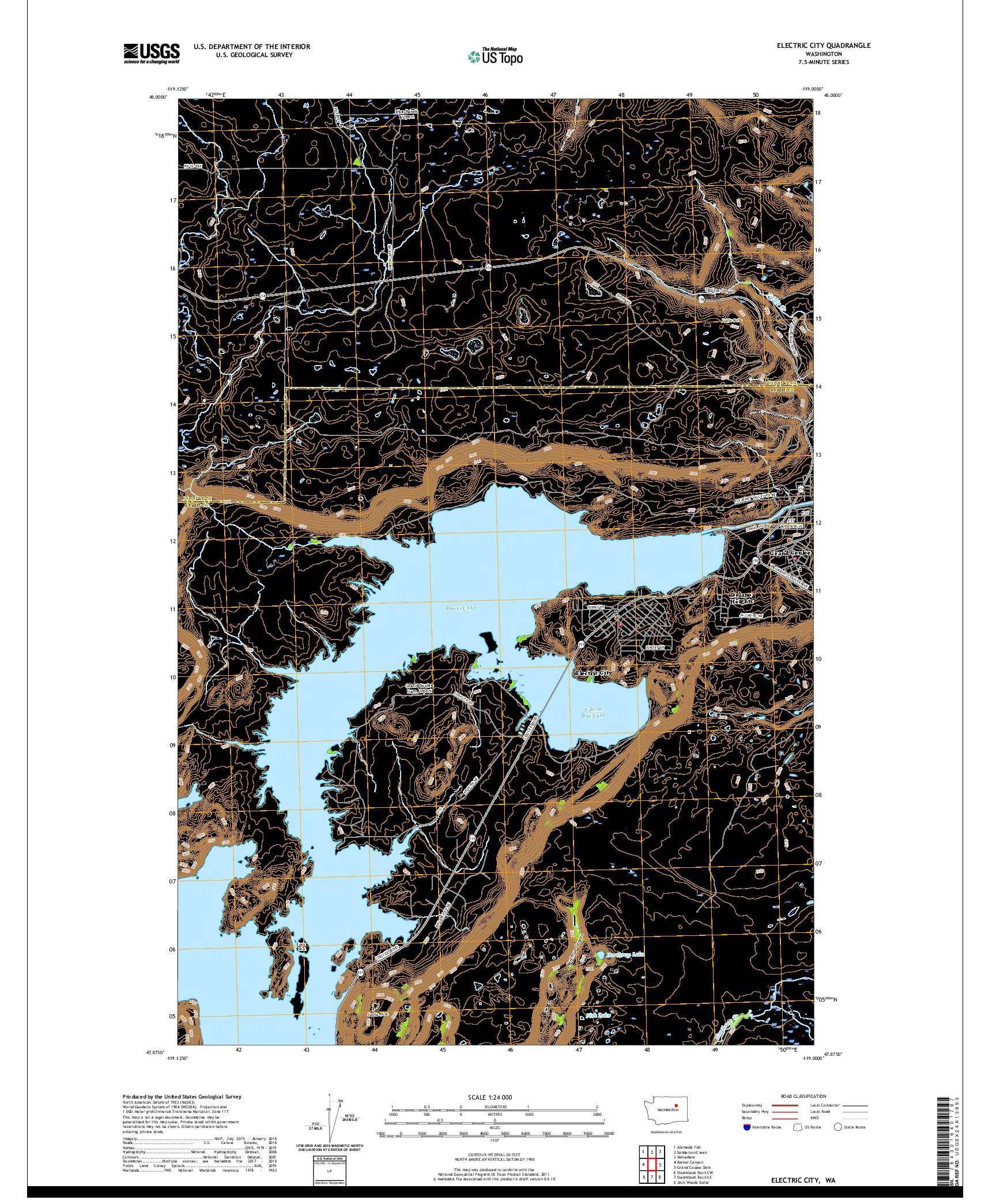 USGS US TOPO 7.5-MINUTE MAP FOR ELECTRIC CITY, WA 2020