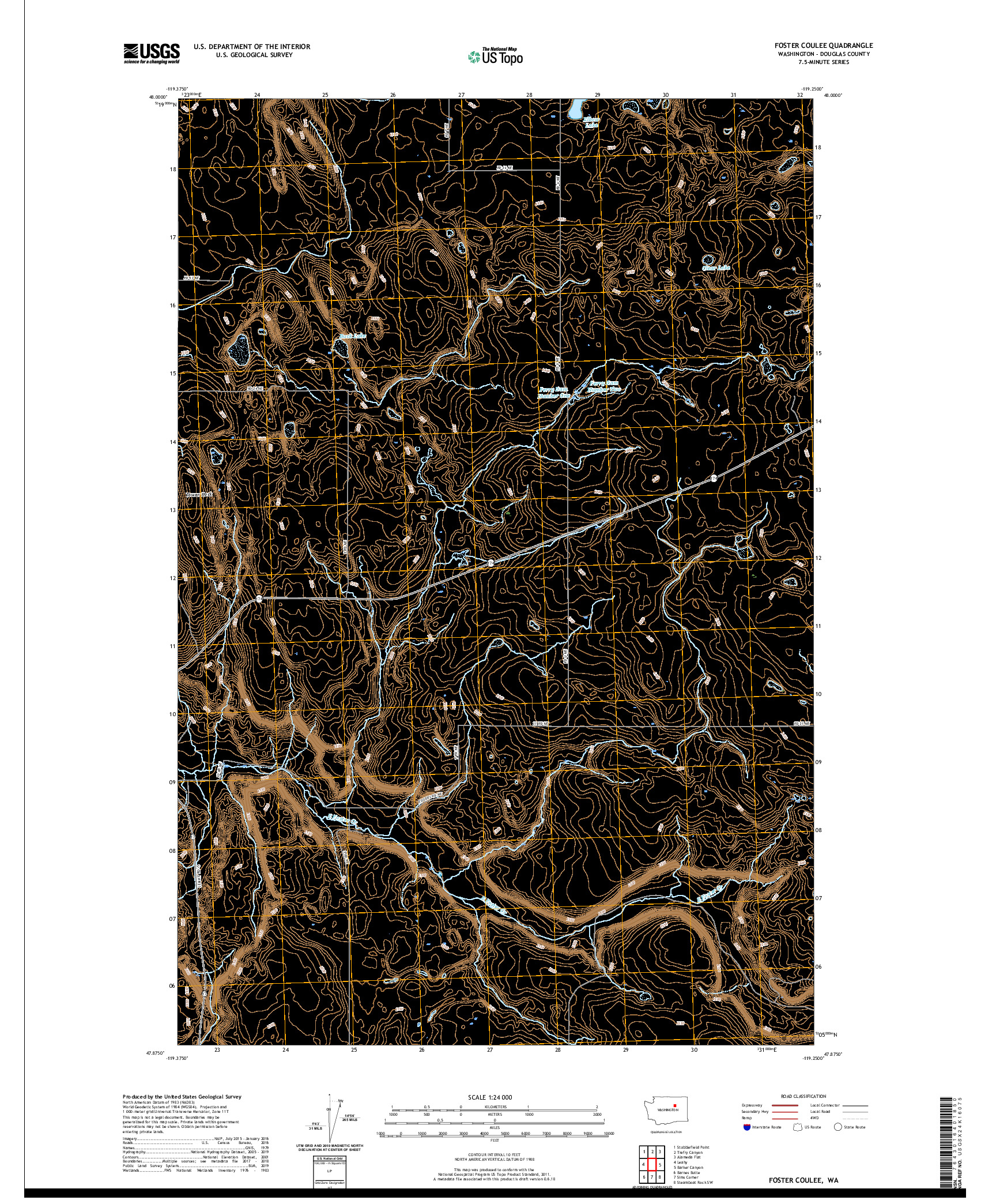 USGS US TOPO 7.5-MINUTE MAP FOR FOSTER COULEE, WA 2020
